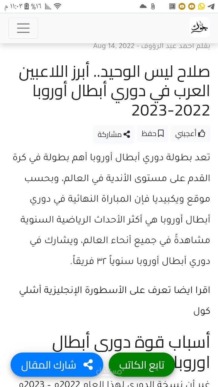 صلاح ليس الوحيد..ابرز اللاعبين العرب في دوري ابطال اوروبا موسم 2022 / 2023