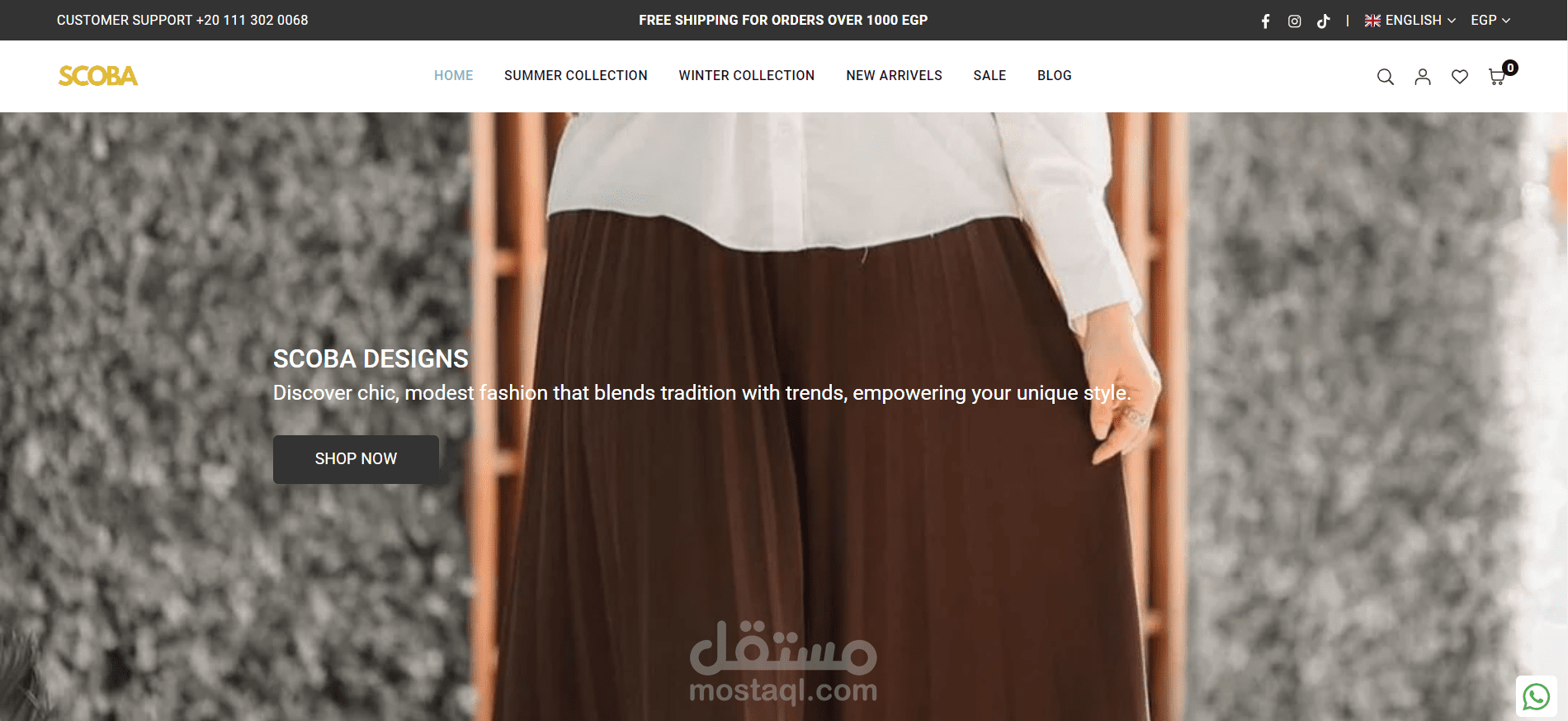 بناء وتصميم متجر إلكتروني على منصة شوبيفاي عربي وانجليزي لبرند ملابس