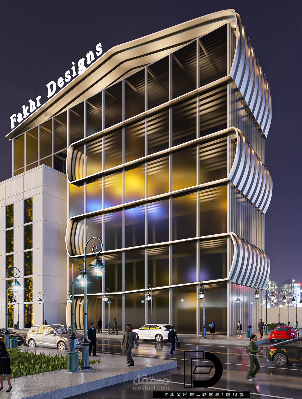 Design 2 Main Elevations to administrative building-تصميم واظهار واجهات مبنى رئيسية