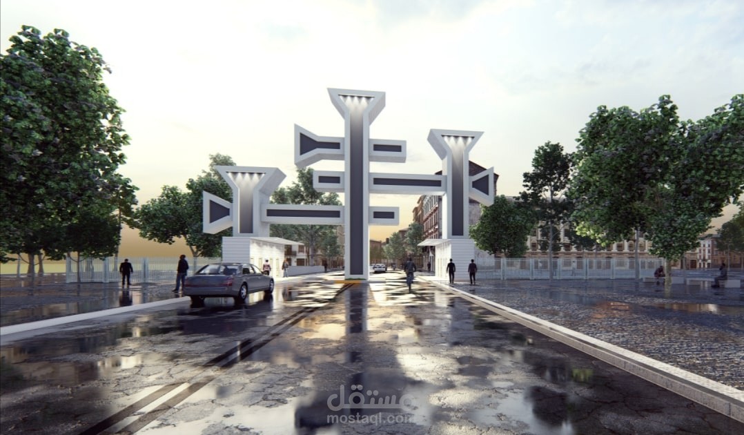 تصميم بوابة لمدخل مجمع