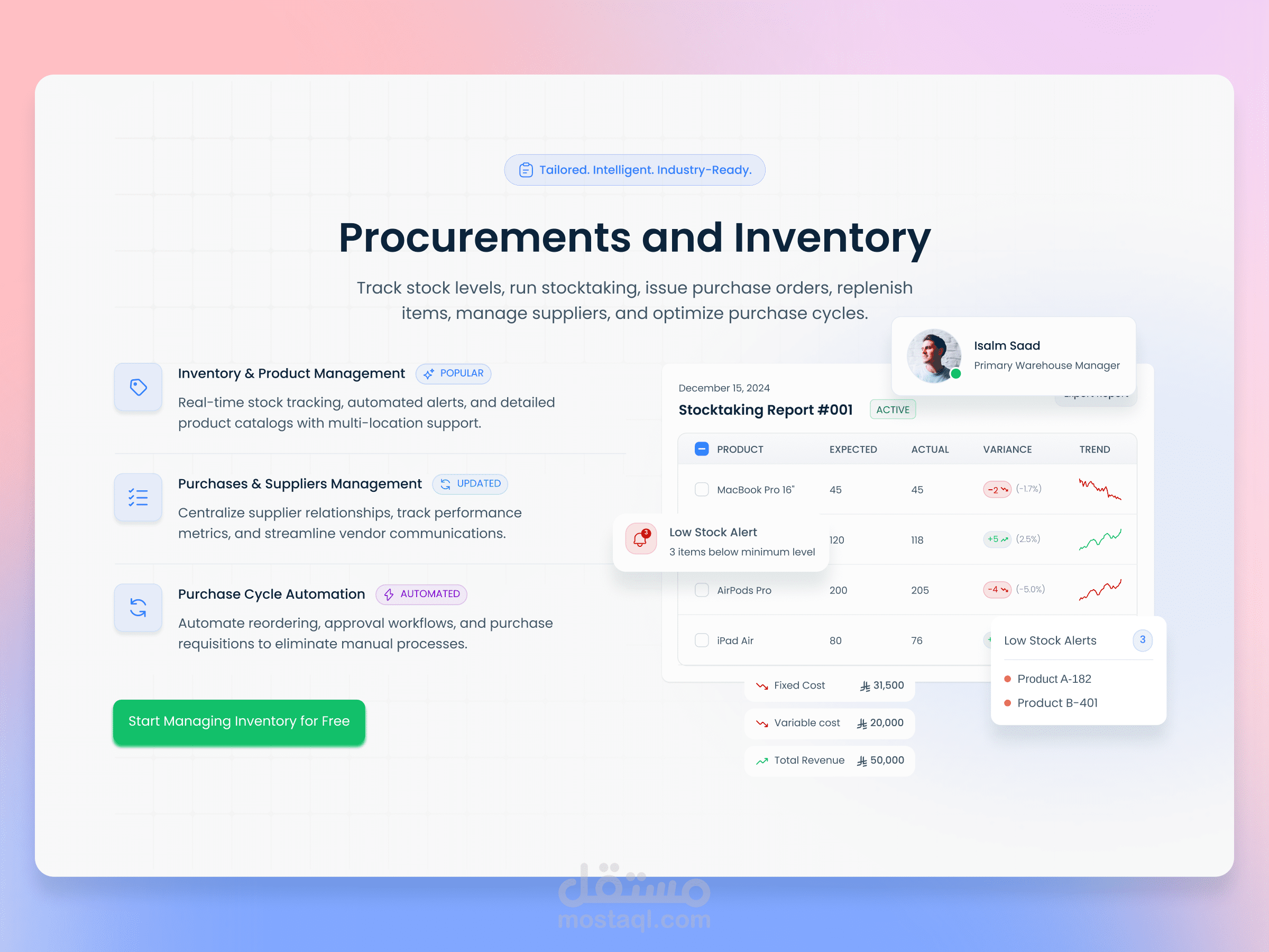 ERP SaaS Landing Page