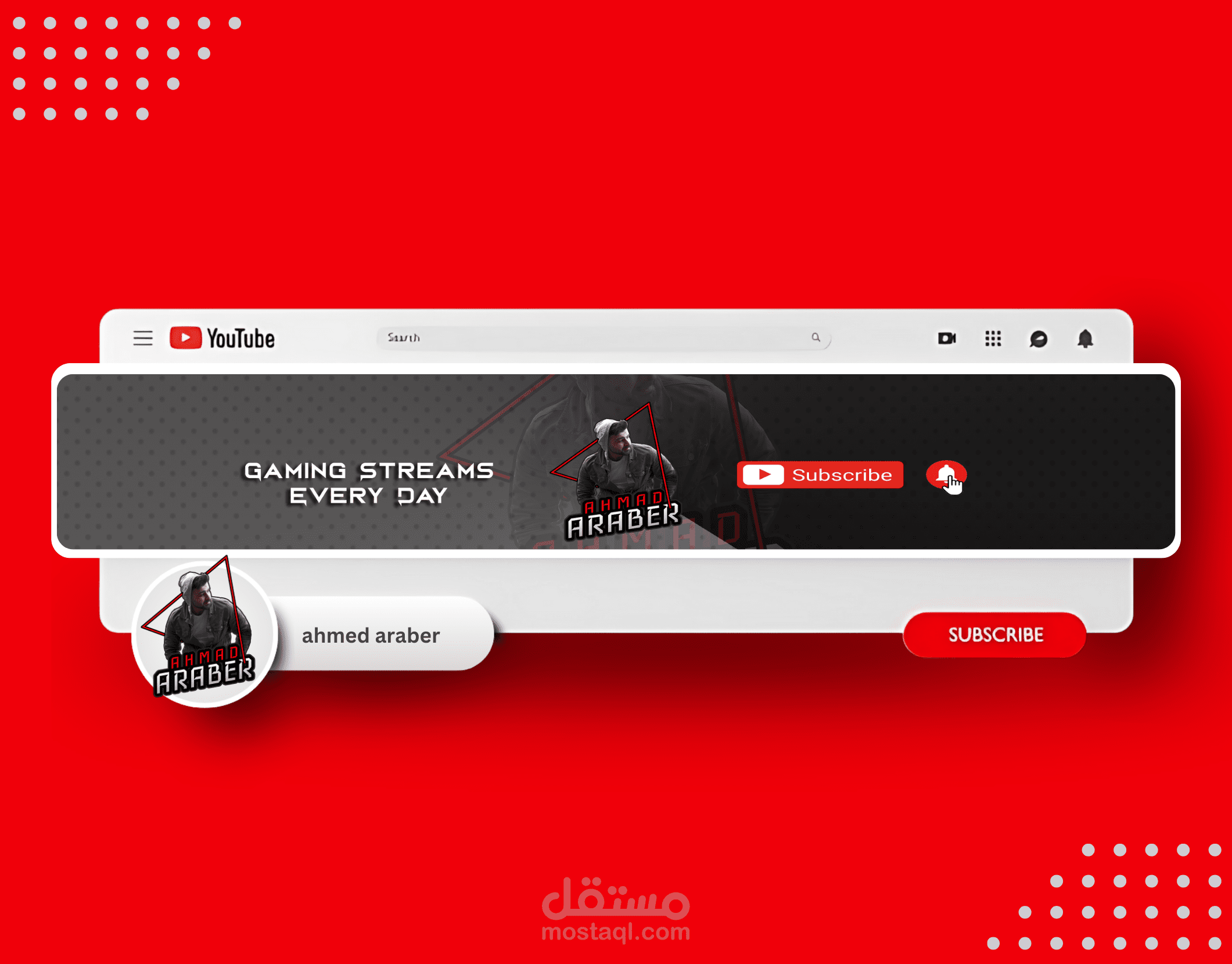 تصميم هوية بصرية وبراندينج خاص بقناة يوتيوب