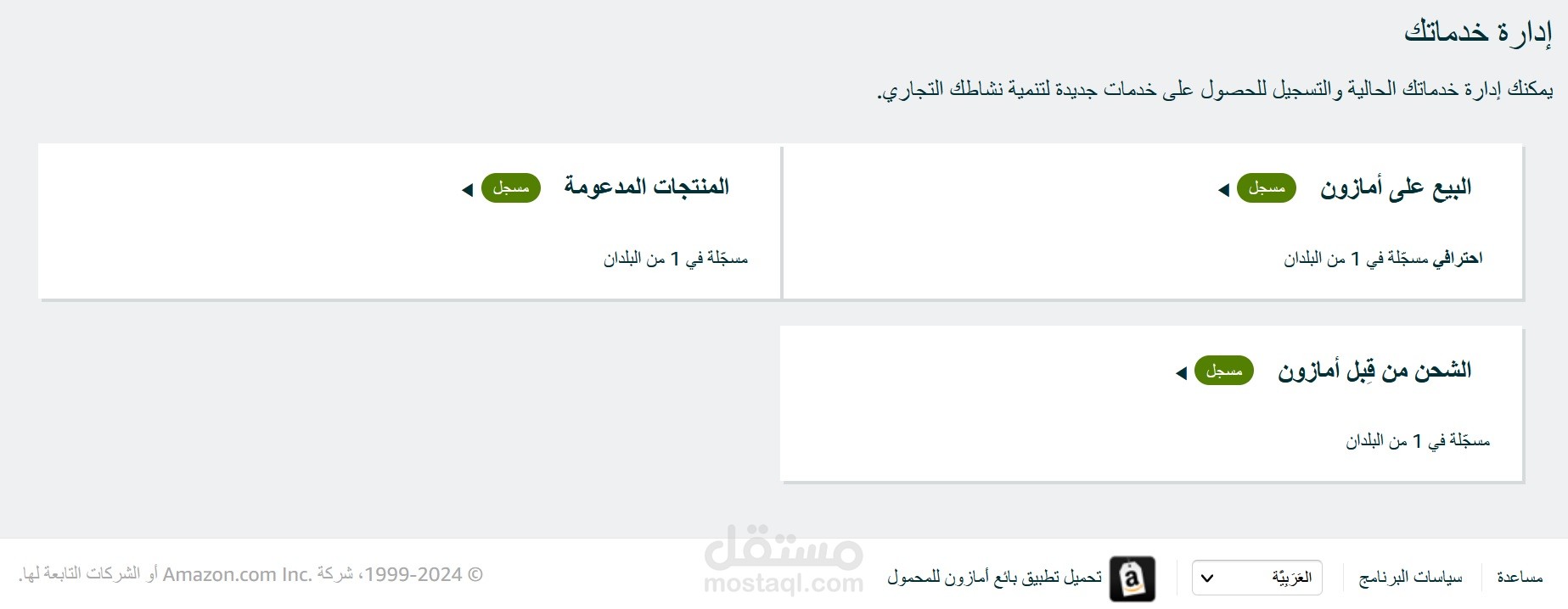 ادارة حساب بيع علي متجر امازون