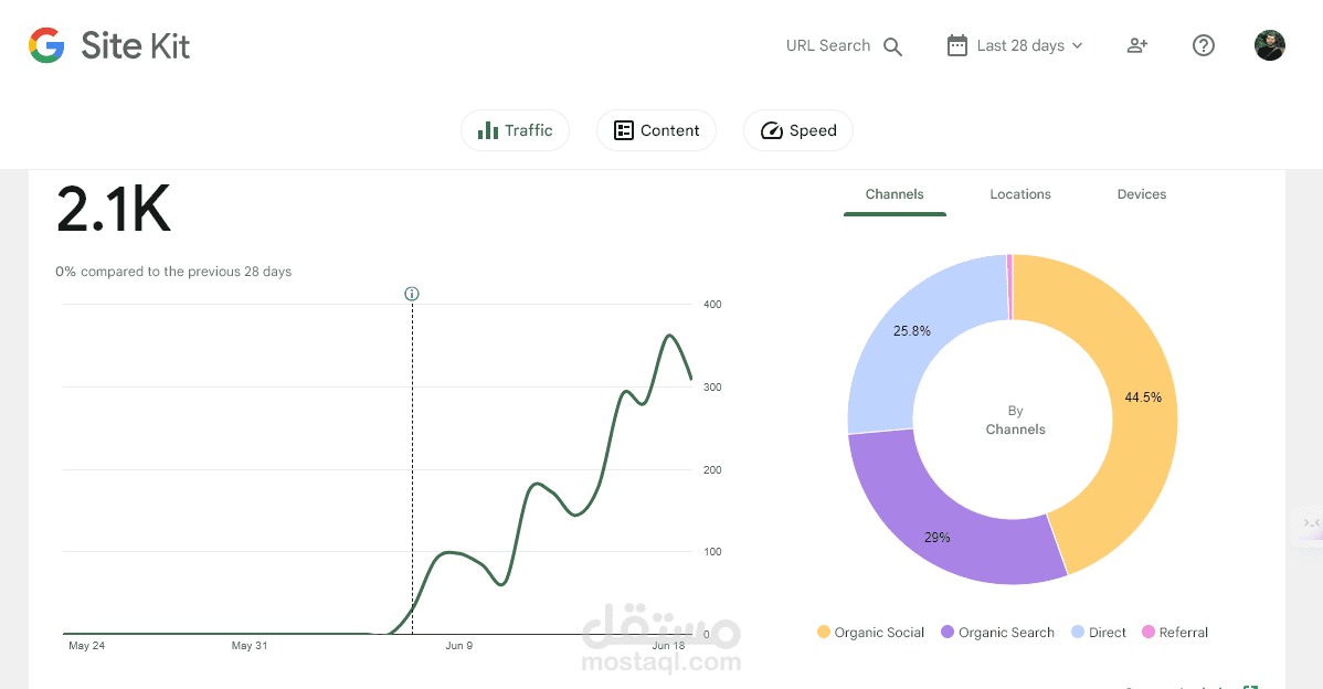 إزدياد عدد الزائرين الى الصفحة في أخر 28 يوم