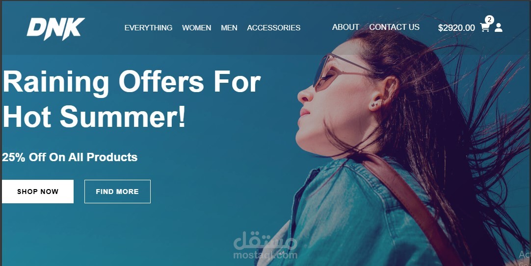 واجهة منصّة متجر الكتروني مبنية باستخدام React وTailwind