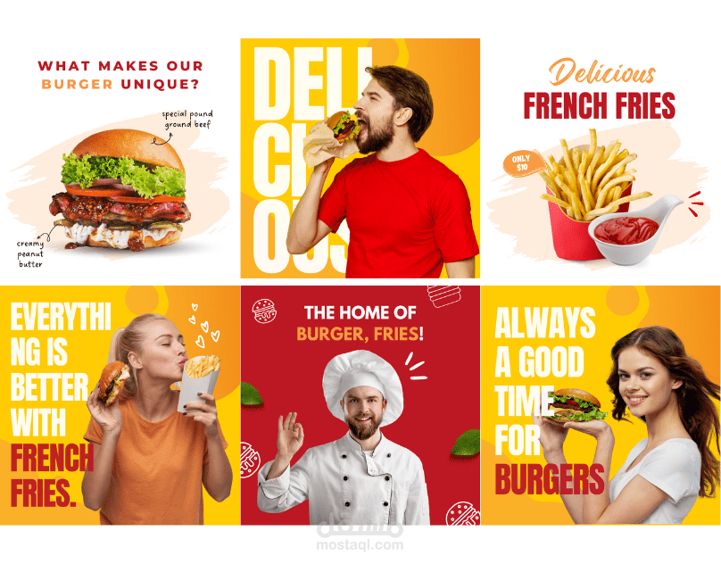 بوستات سوشل ميديا لمطعم وجبات سريعة