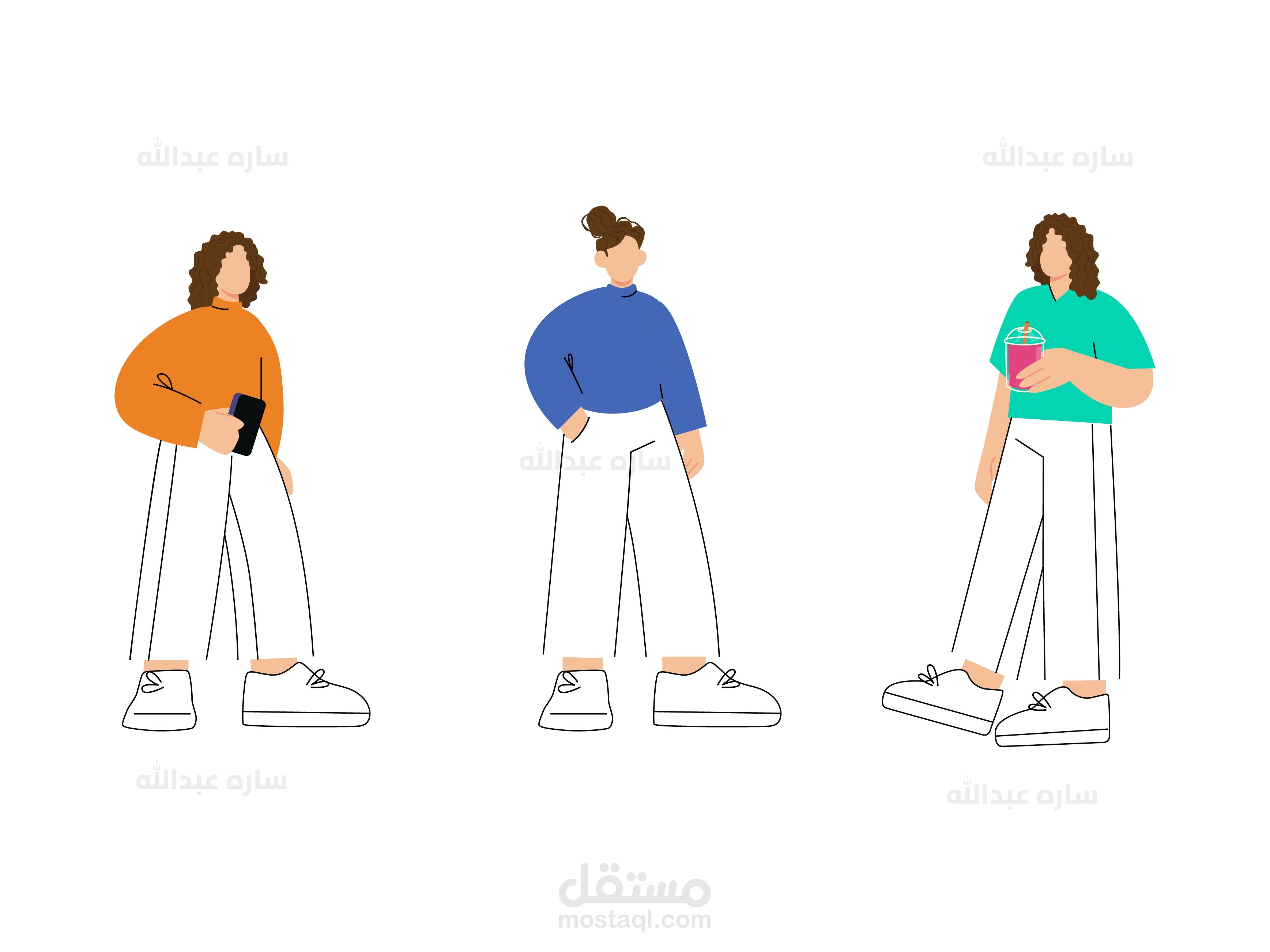 تصميم شخصيات متنوعة بتفاصيل بسيطة و عصرية