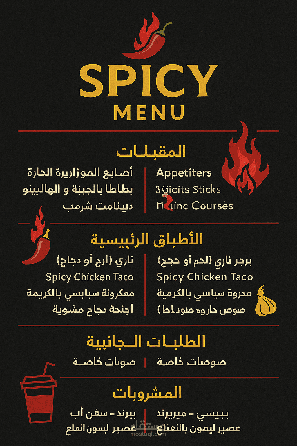 منيو بسيط متاح للتعديل