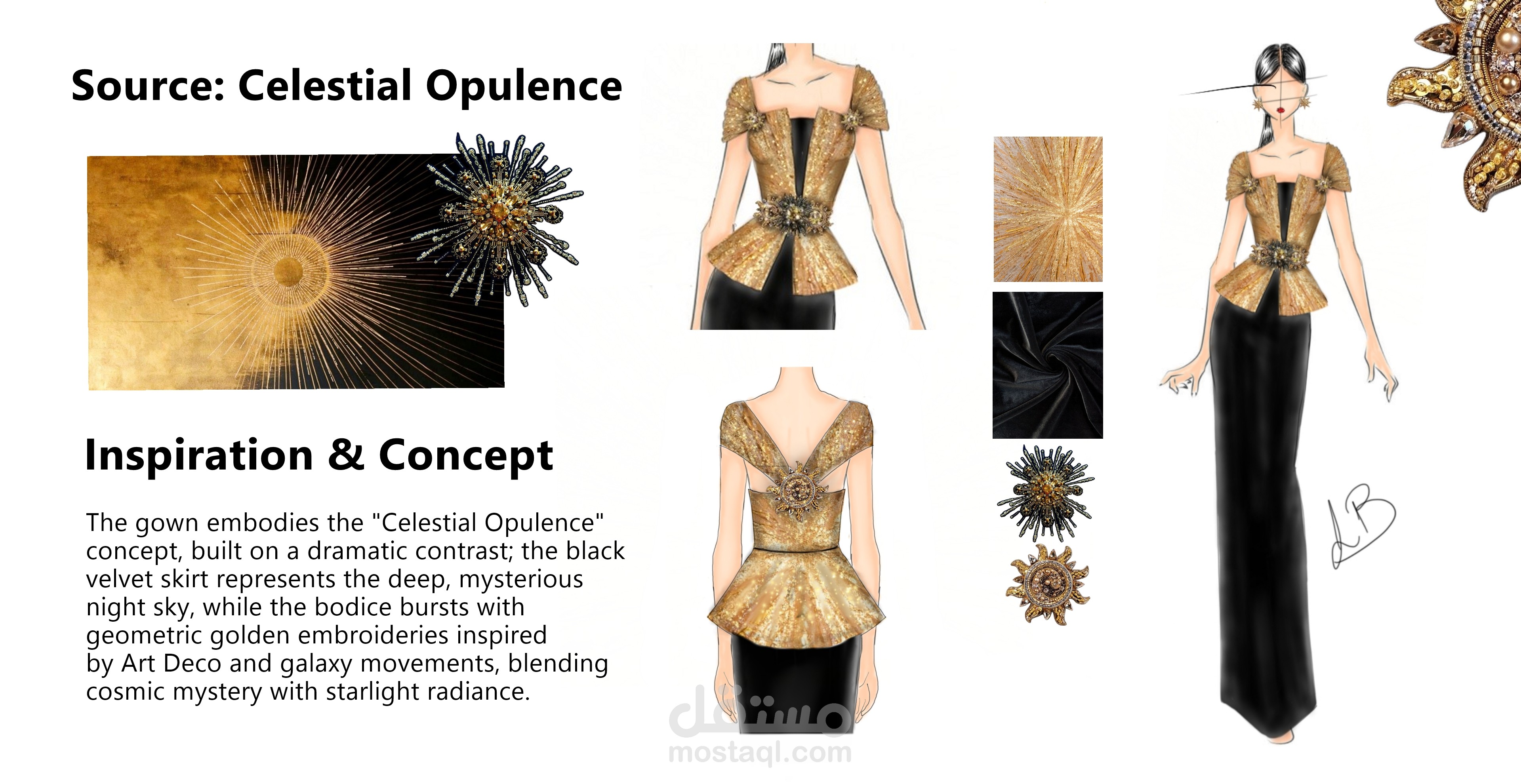 تصميم أزياء سهرة فاخر – Celestial Opulence