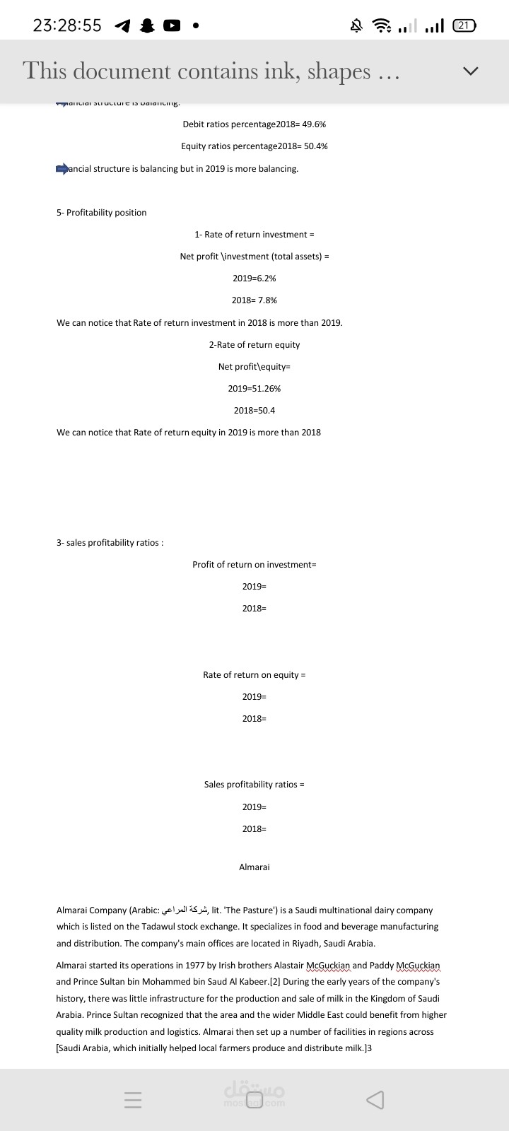 تحليل مالي لشركة جهينه