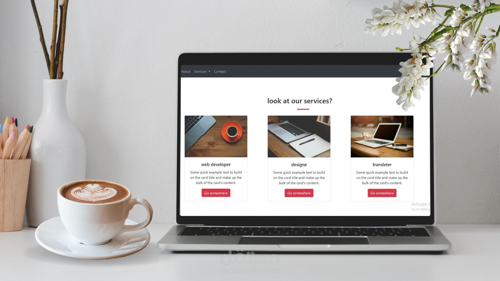 تصميم موقع الكتروني واجهة المستخدم interface باستخدام HTML, CSS , JS , Bootstrap