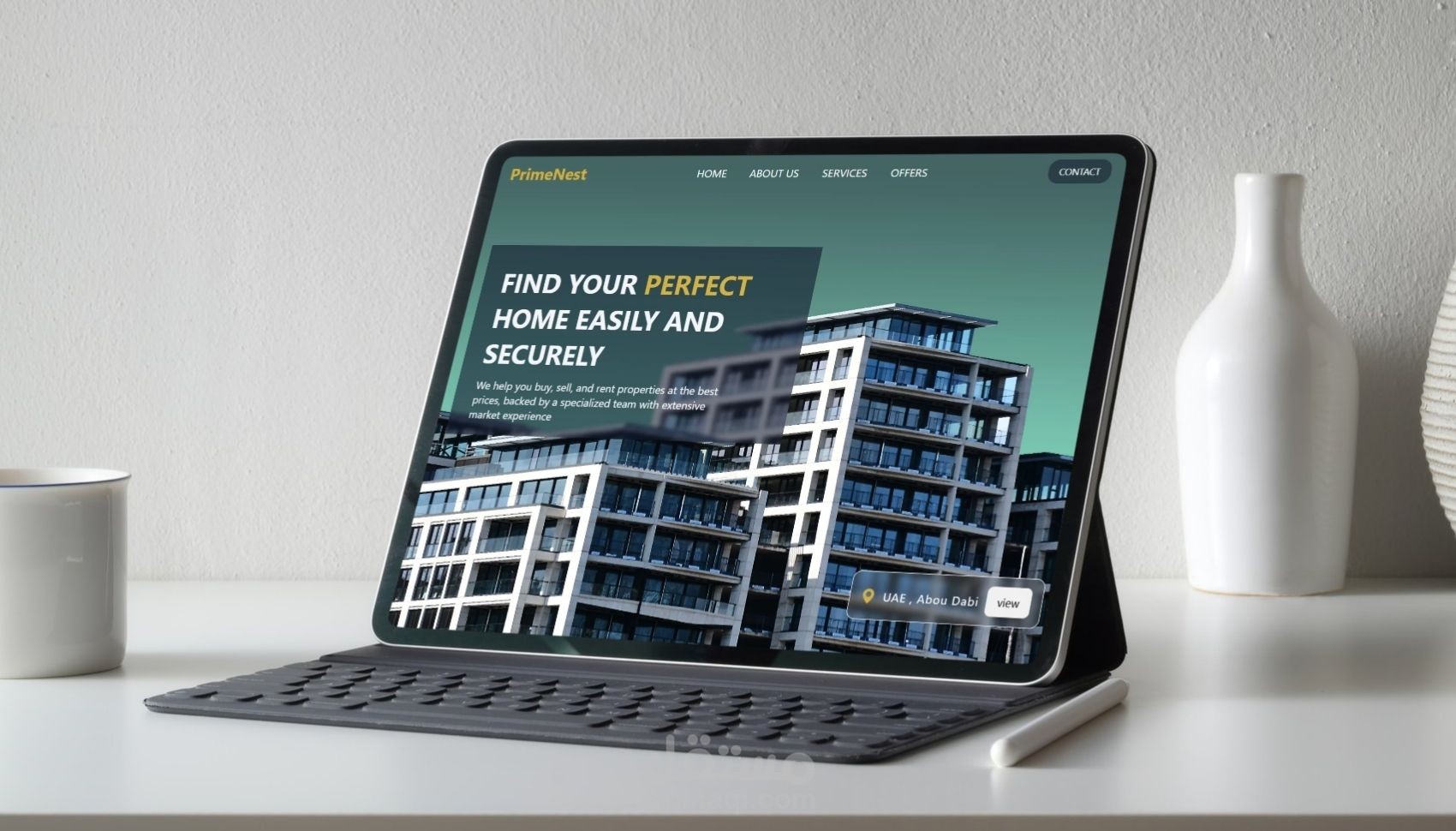 تطوير واجهة موقع الكتروني لشركة عقارات front end