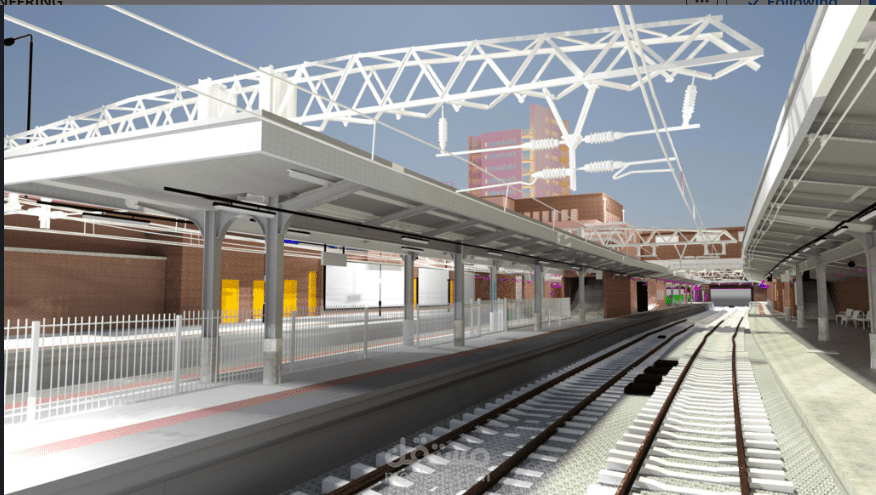لمحطة قطار حديثة بواسطة برنامج Revit