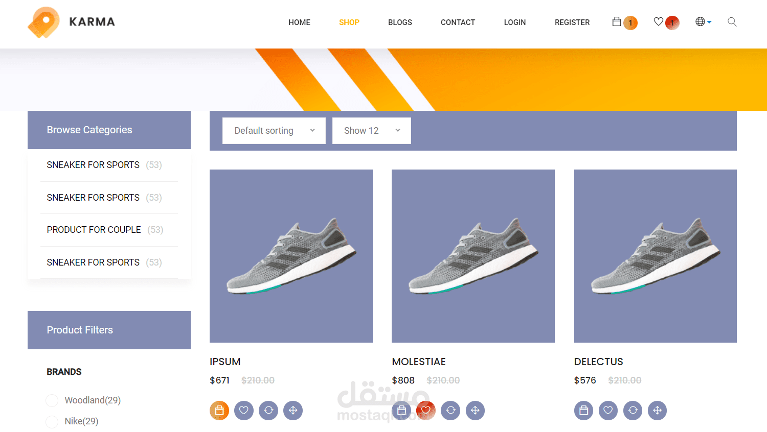 متجر احذاء الكتروني مع لوحة تحكم