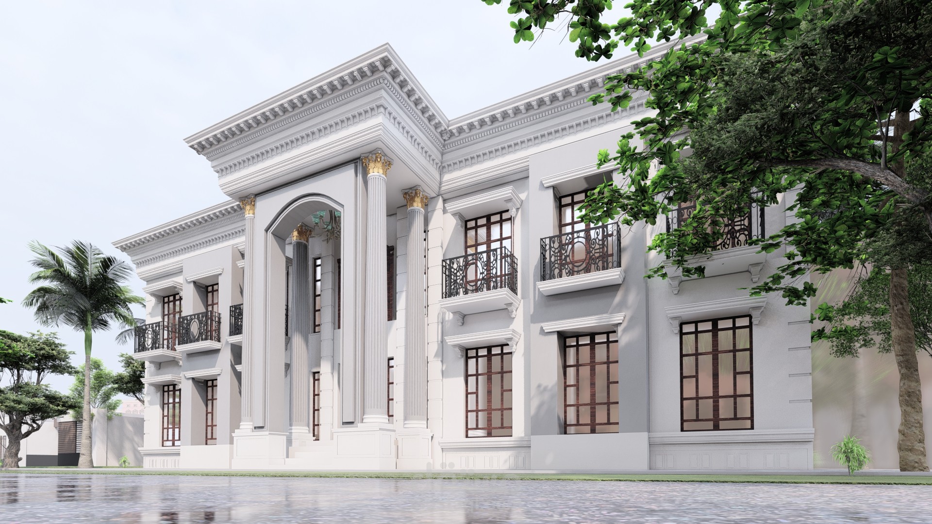 تصميم واجهة فيلا كلاسيك