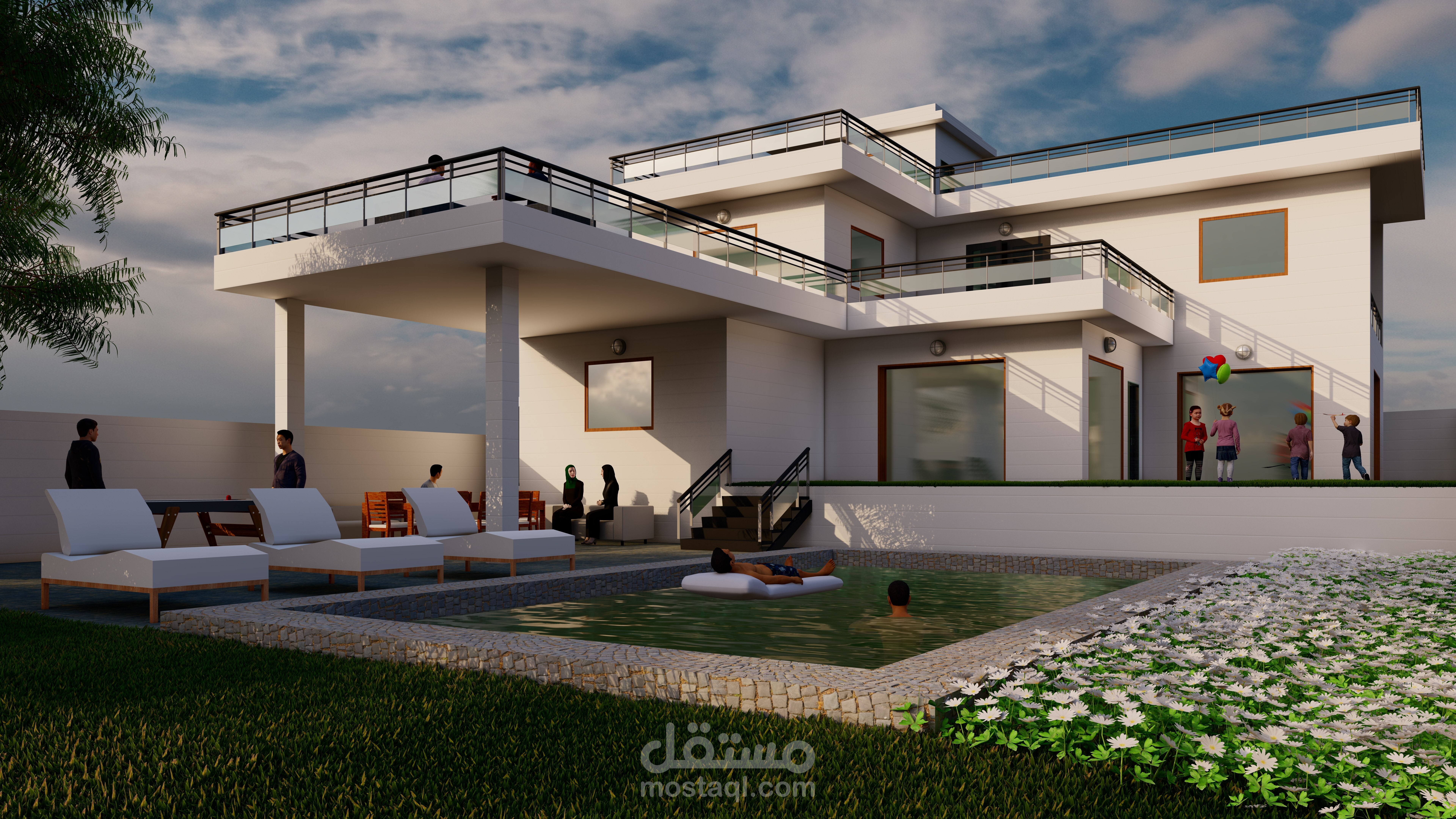 فيلا مودرن ط+1 مع مسبح خاص