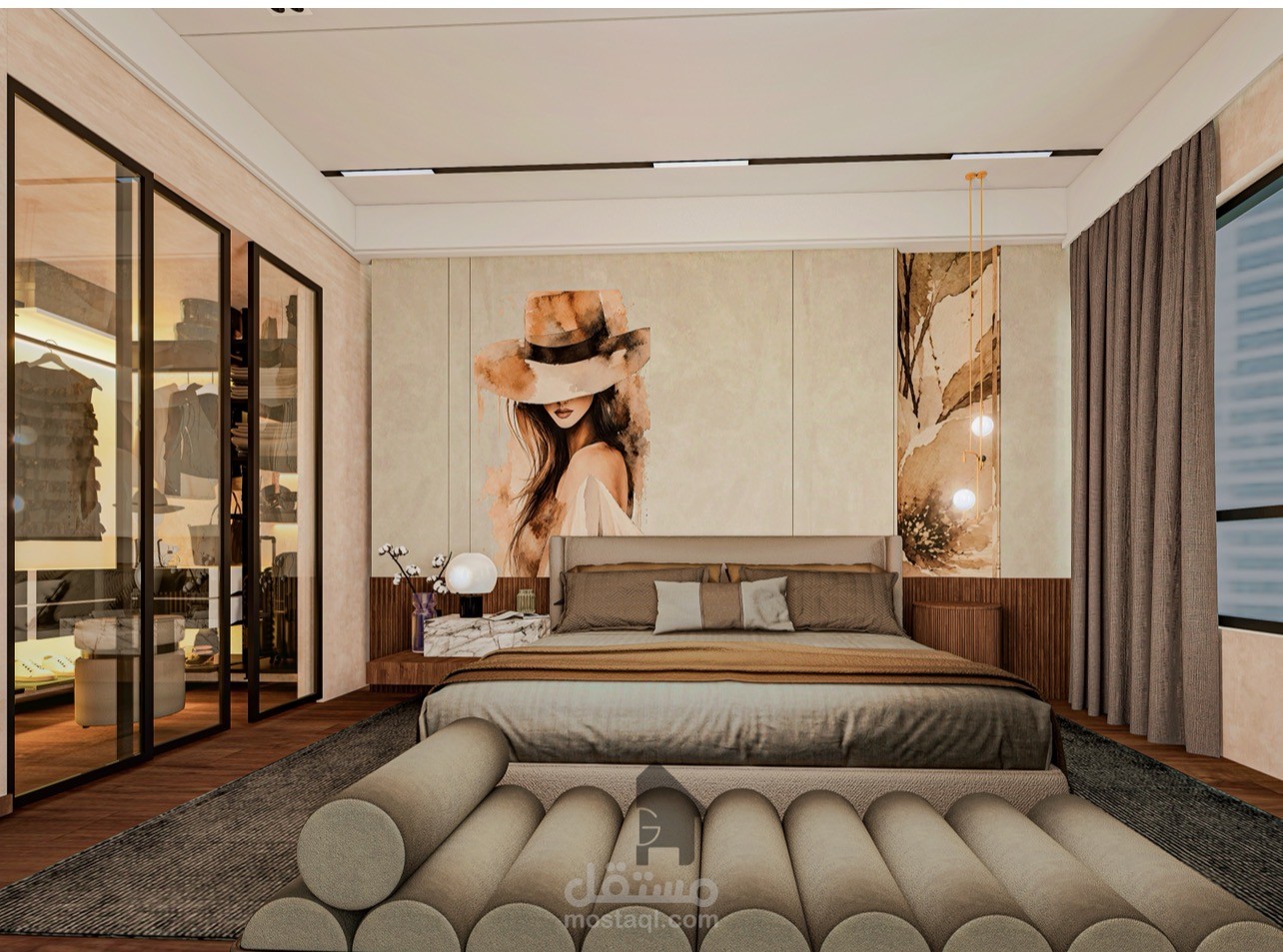 (Master Bedroom) تصميم داخلي لغرفة نوم رئيسية ستايل مودرن معاصر دافئ