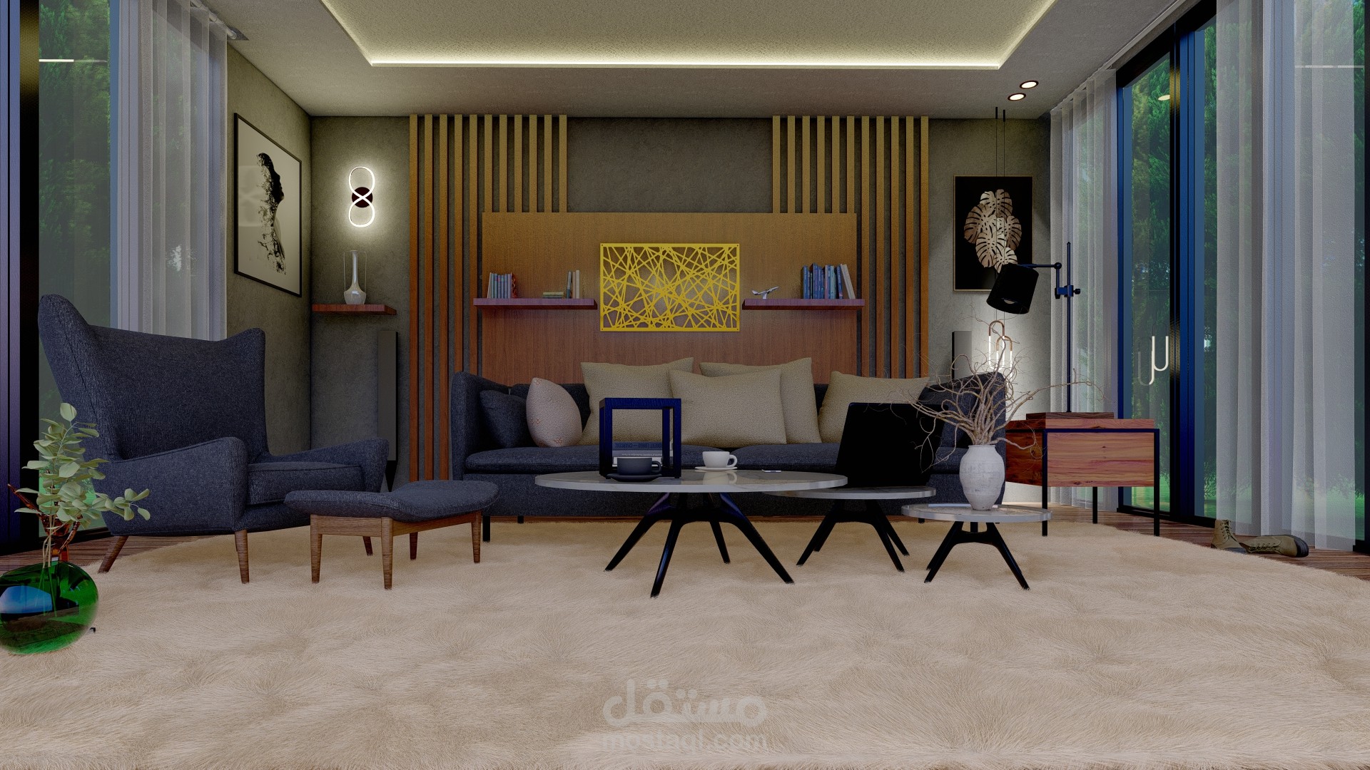 غرفه جلوس هادئه