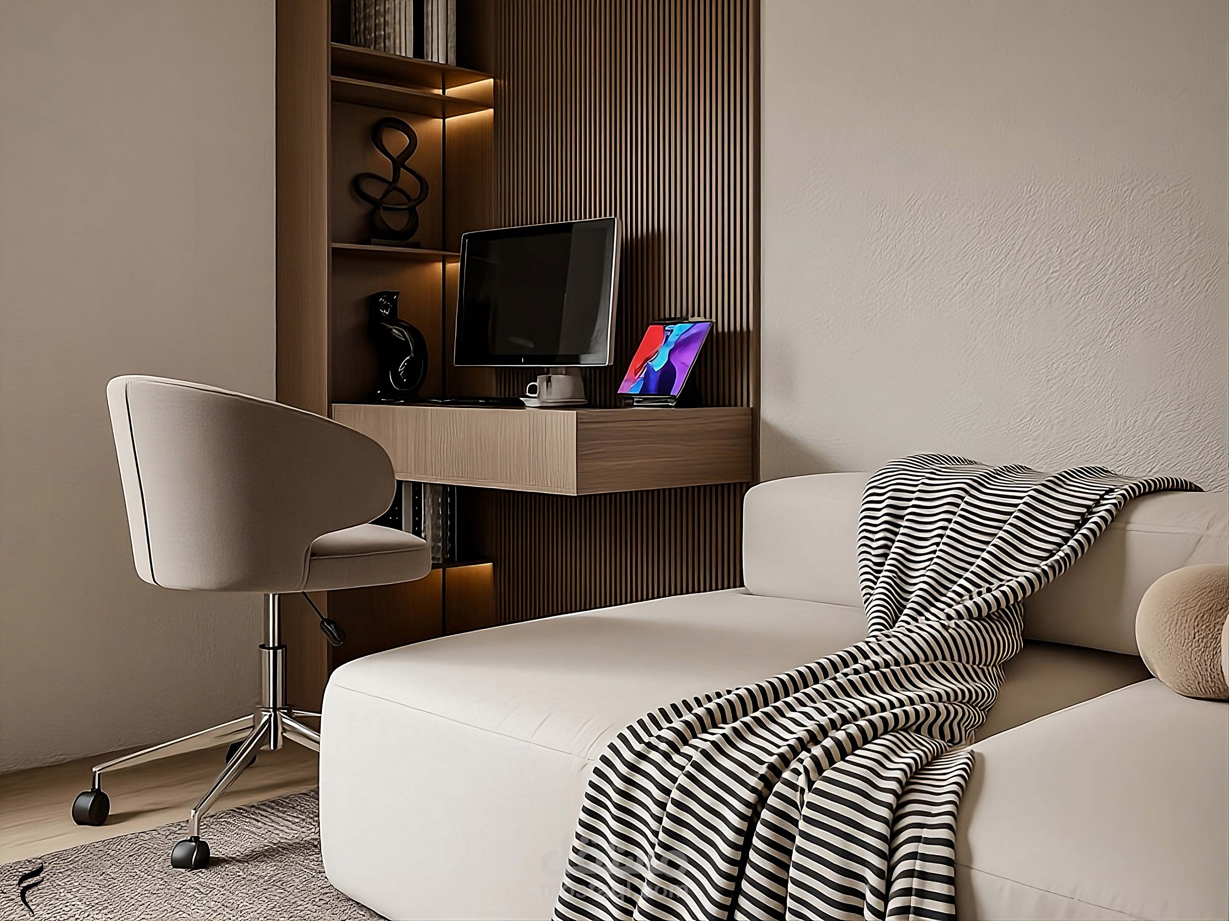 تصميم غرفة معيشة بوهيمية مينيمالية