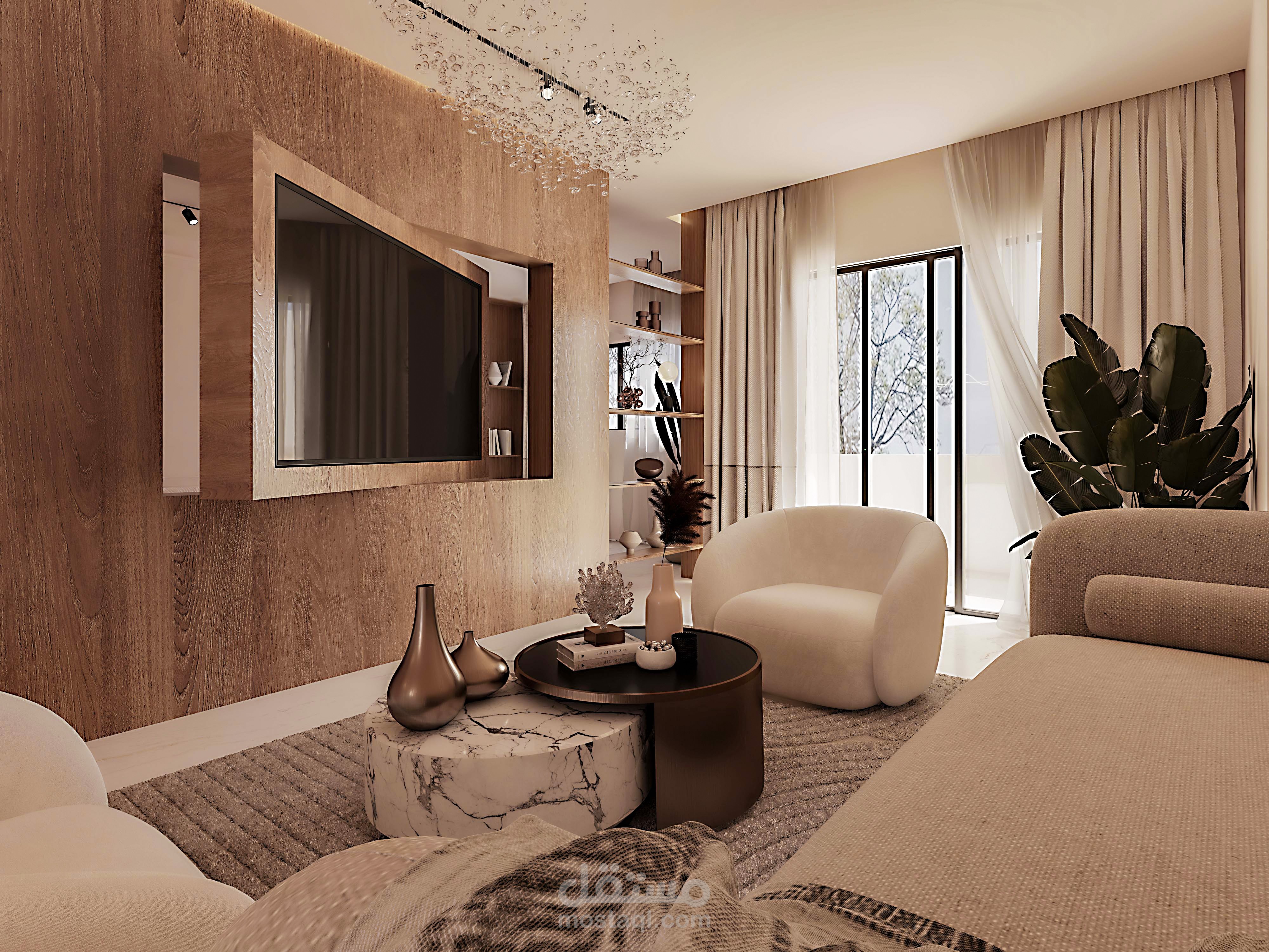 تصميم داخلى لشقة سكنية بمساحة 170 متر مربع