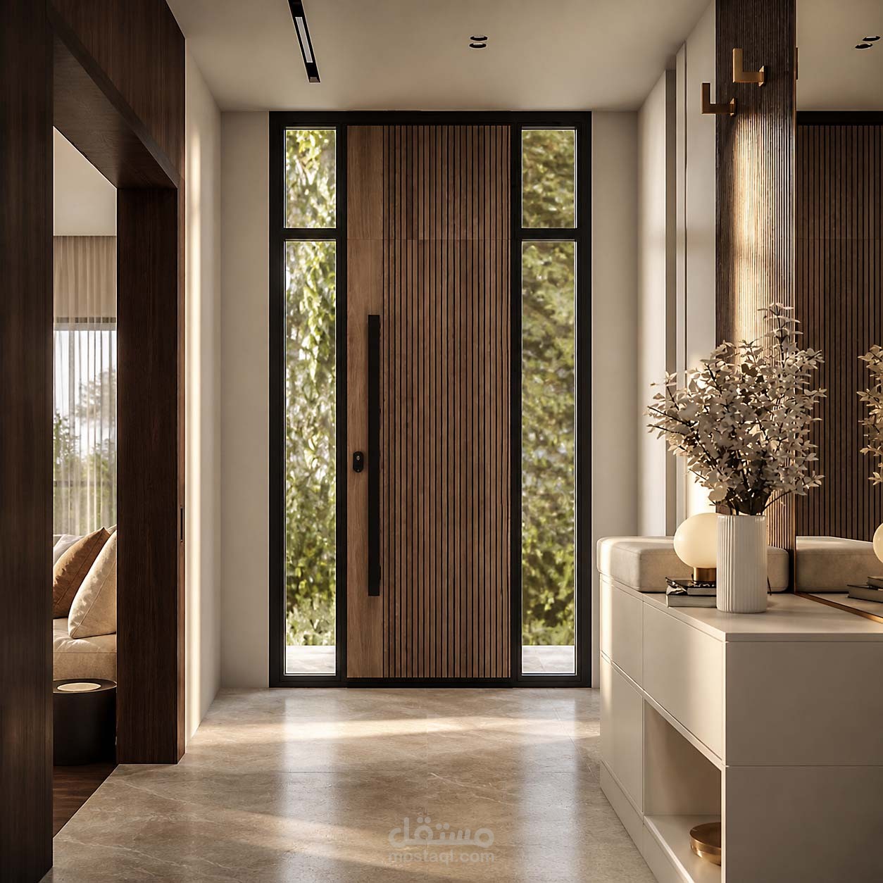 تصميم مدخل عائلي فاخر لفيلا عصرية | Luxury Interior Design