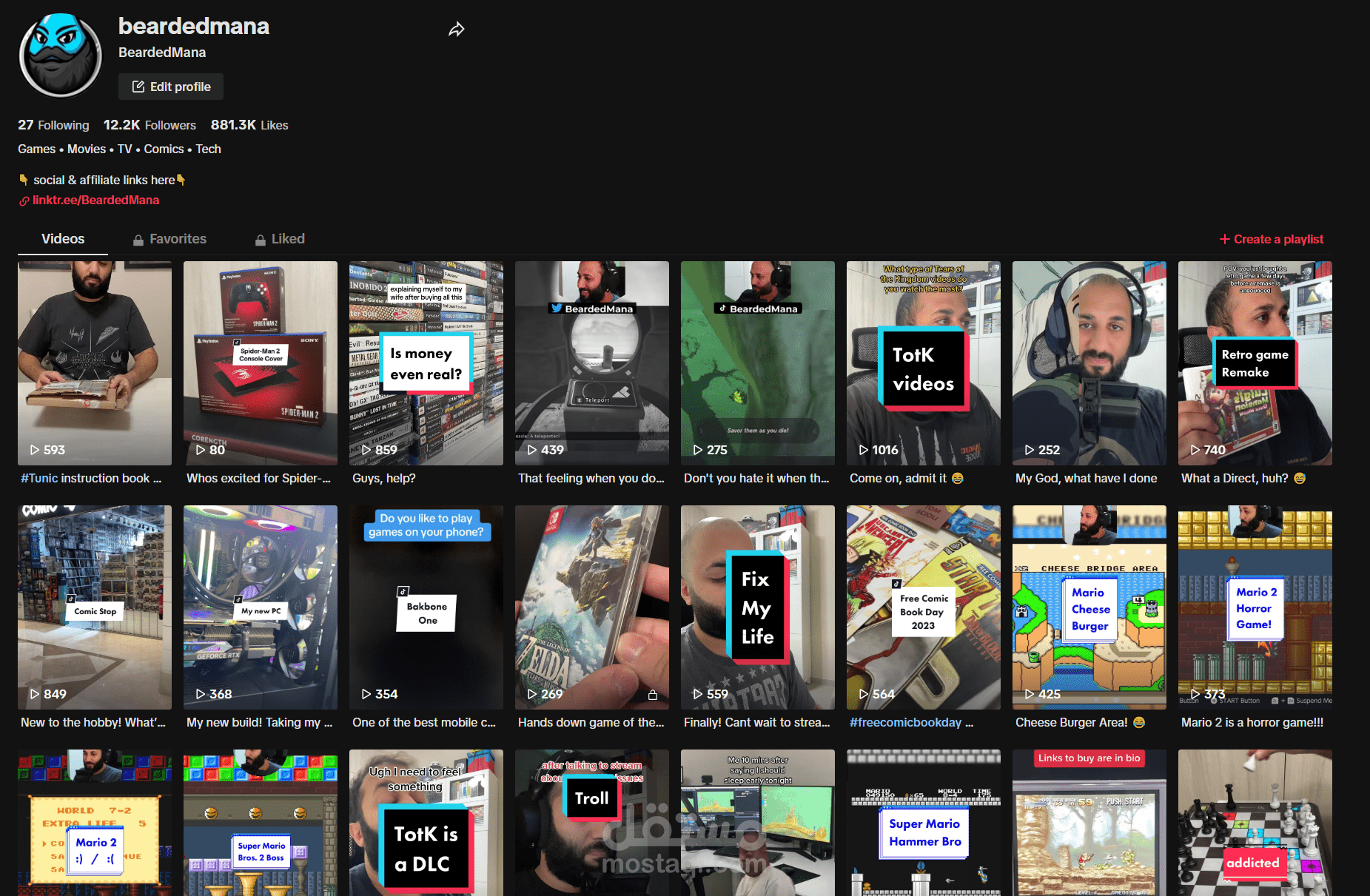 قناة تيكتوك TikTok إنجليزية باسم BeardedMana