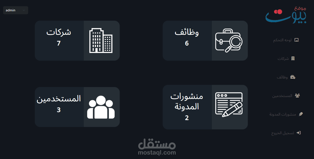 تصميم لوحةتحكم لمدونة وموقع وظائف باستخدام Laravel