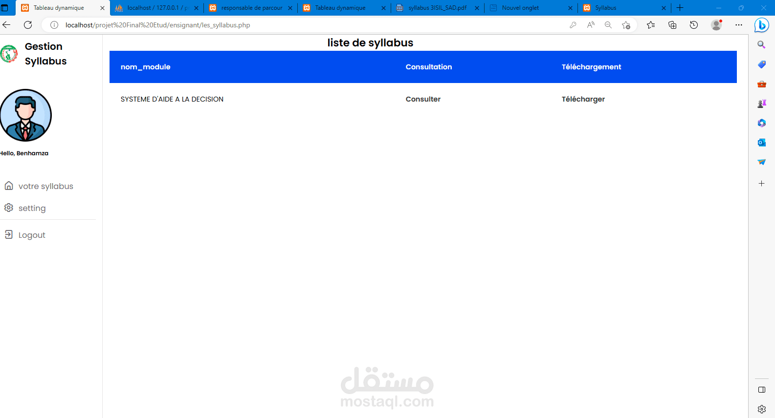 site web pour mla gestion de syllabus