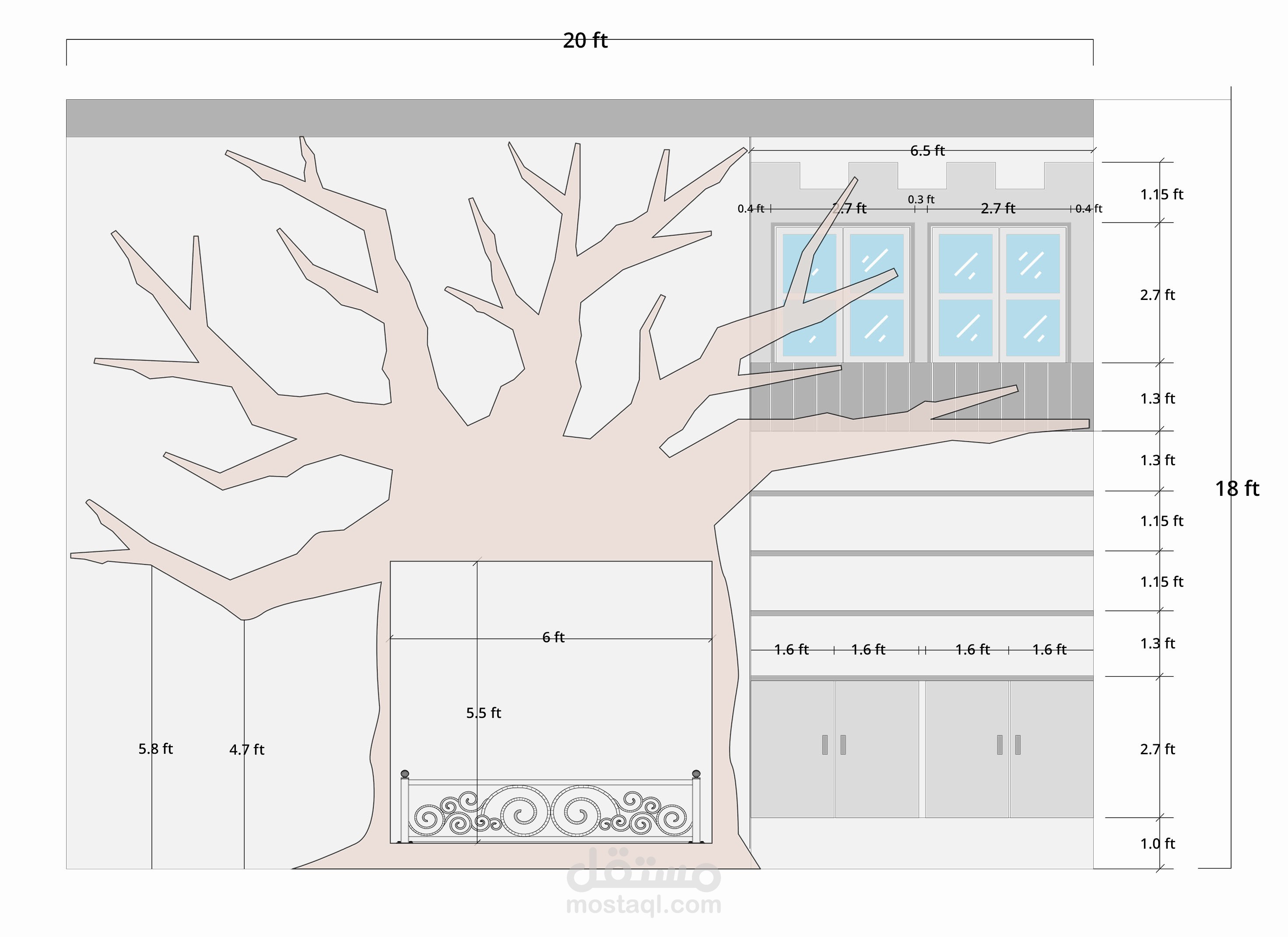 تصميم فراغ مميز للمدفأة