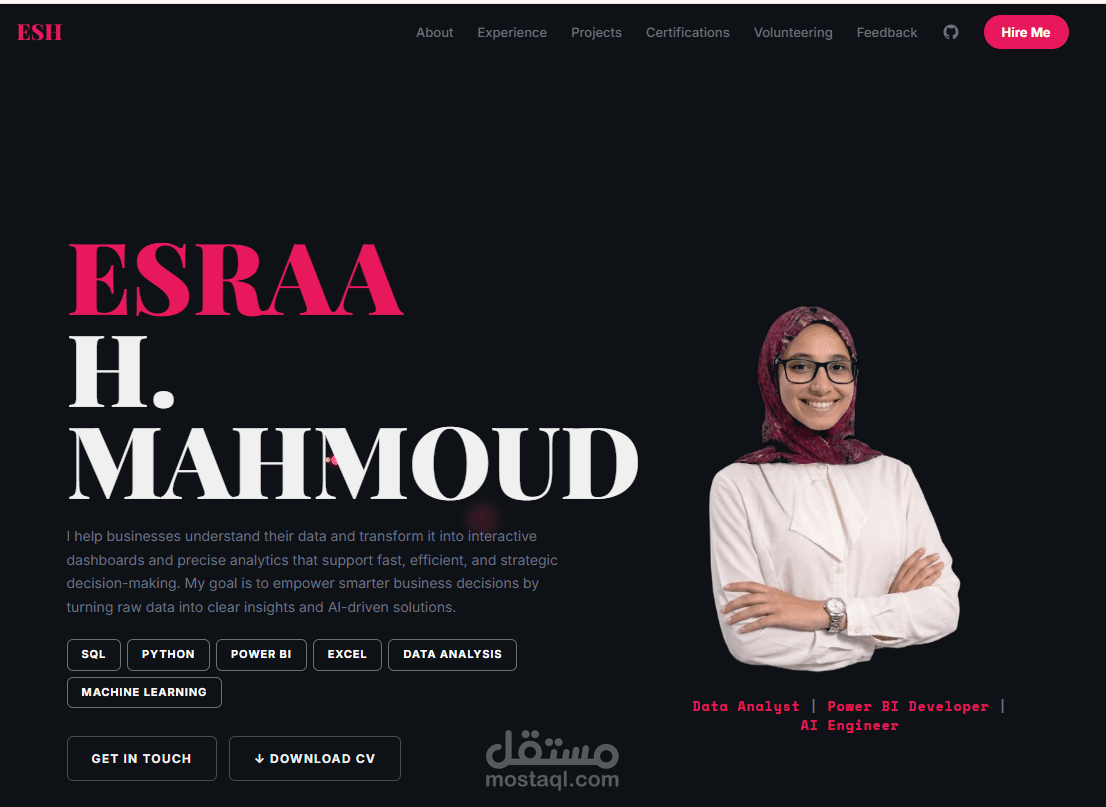 تصميم Portfolio احترافي لعرض المهارات والمشاريع بشكل جذاب