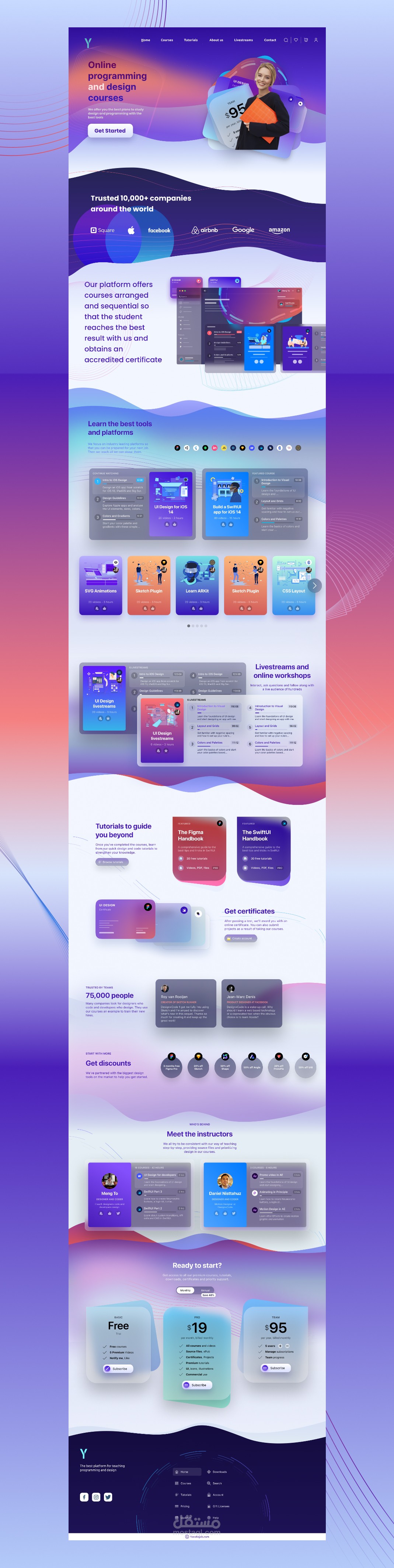 Online courses landing page