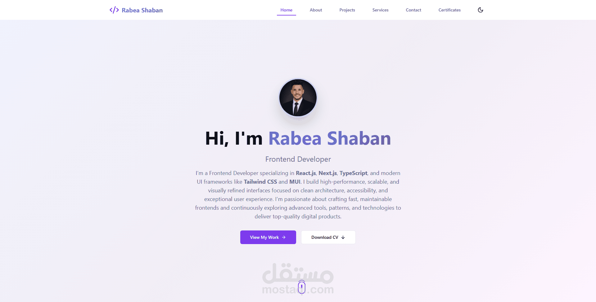 تصميم وتطوير موقع Portfolio شخصي احترافي باستخدام React و Next.js