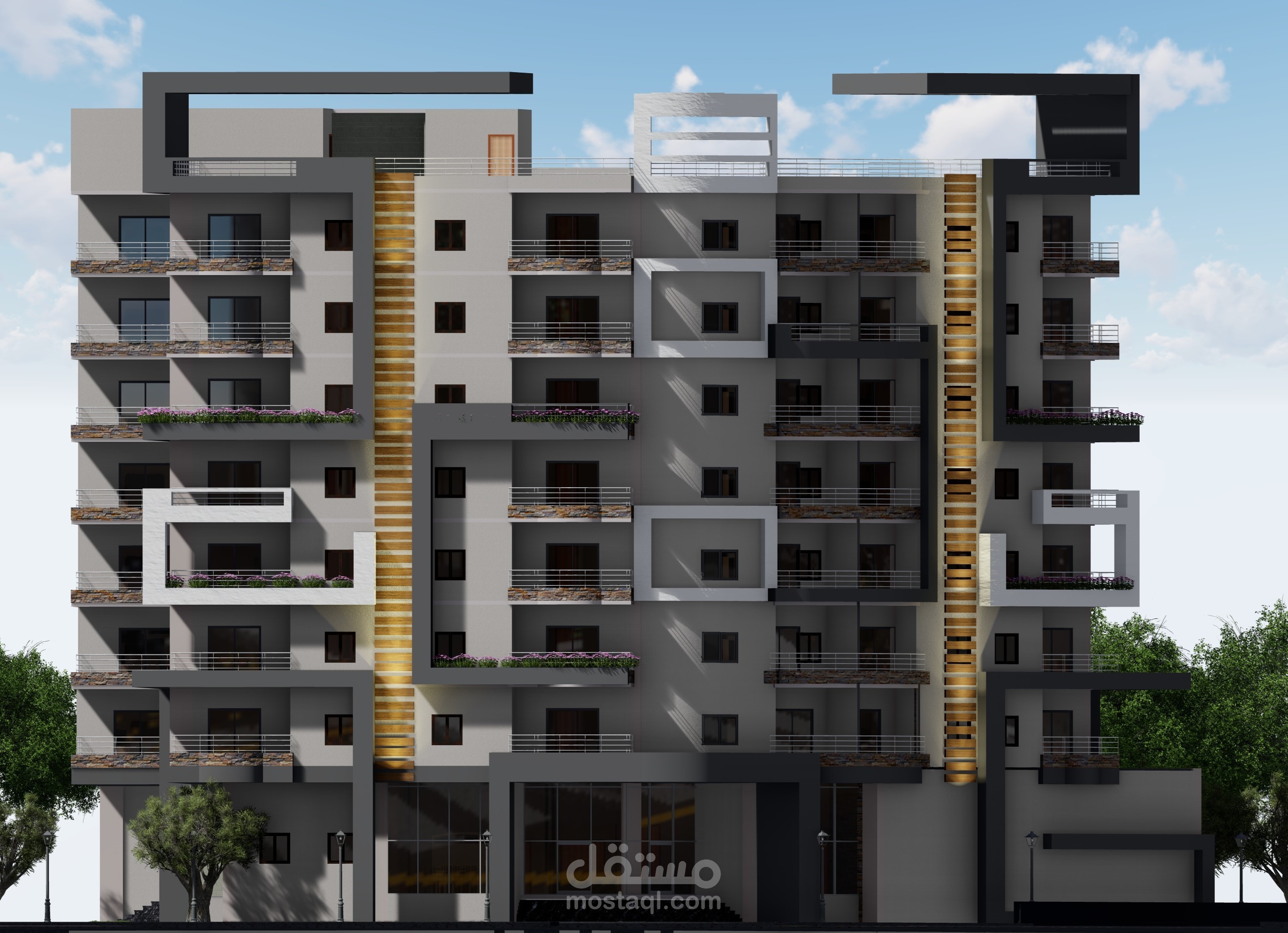 مشروع مبنى سكنى تجارى