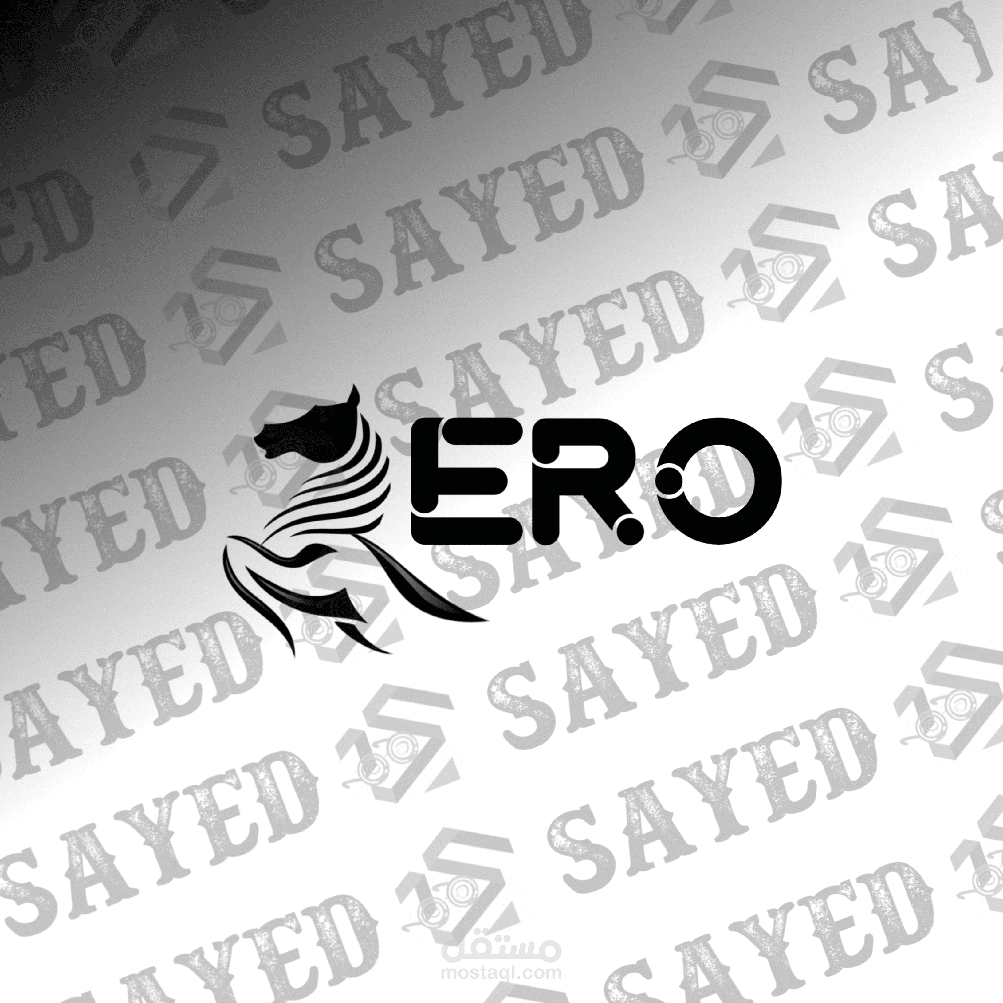 عمل لوجو على شكل حصان مدموج بكلمه zero بثلاث طرق