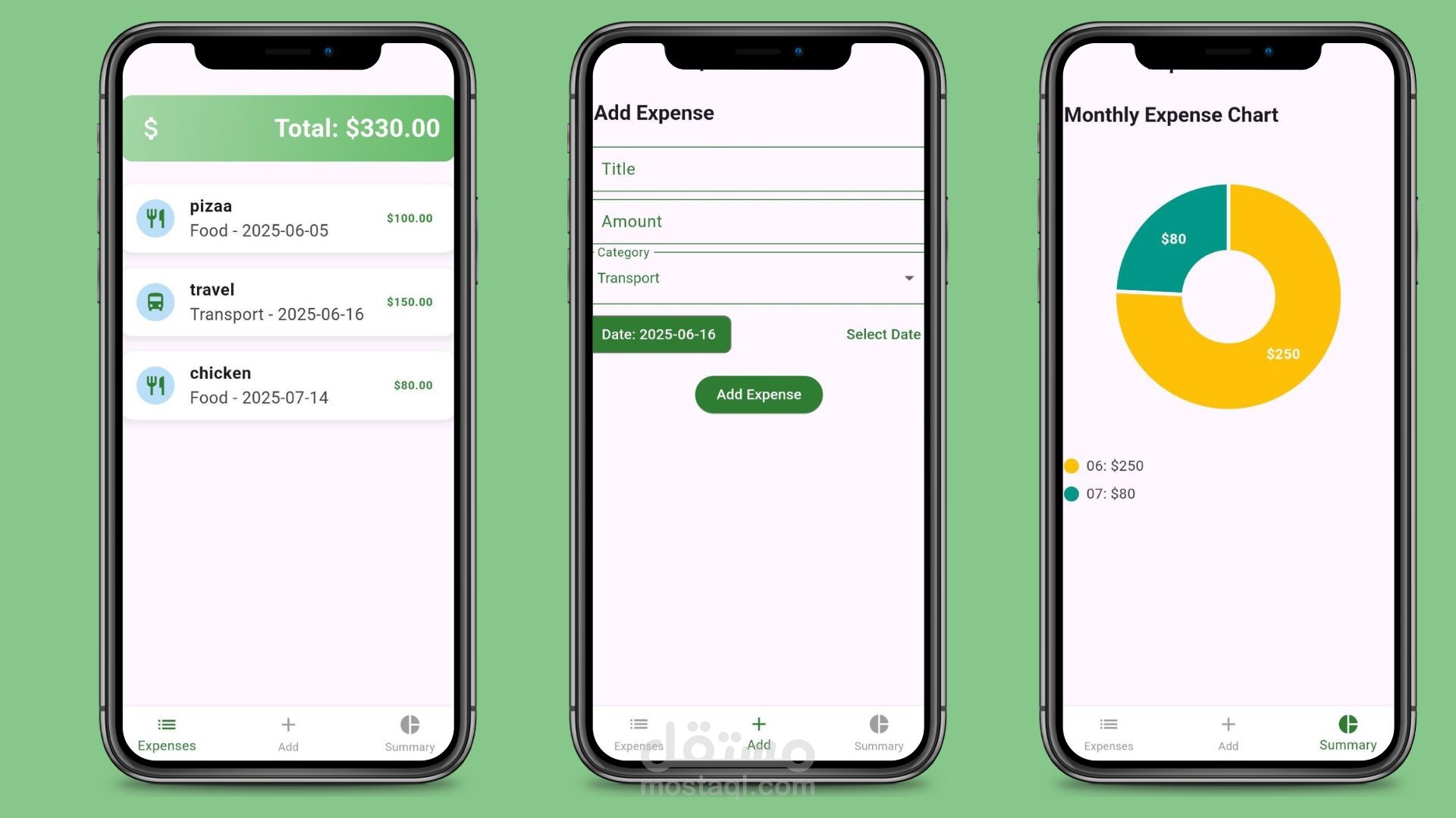 تطبيق تعقب المصاريف باستخدام Flutter و Dart
