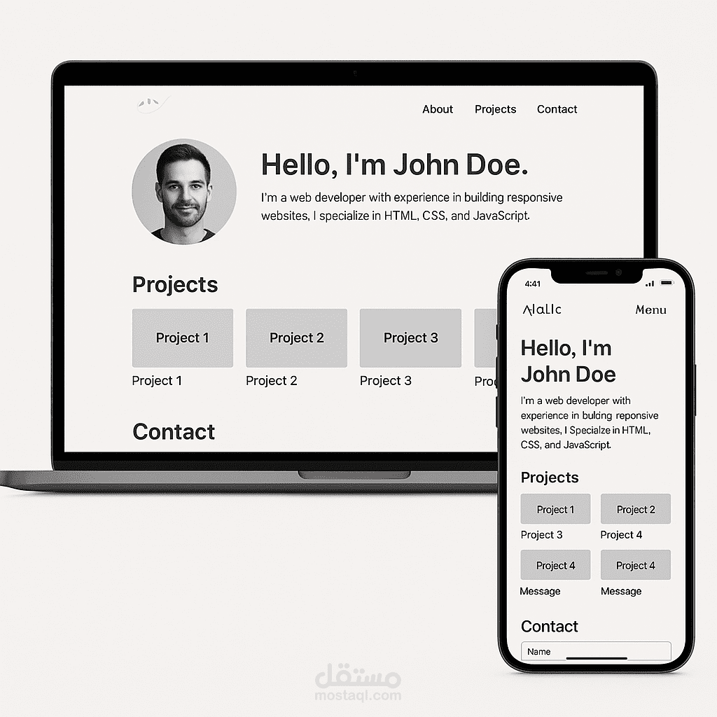 تطوير موقع شخصي باستخدام Js /Css /Html