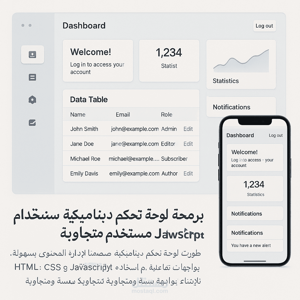 برمجة لوحة تحكم ديناميكية باستخدام JavaScript