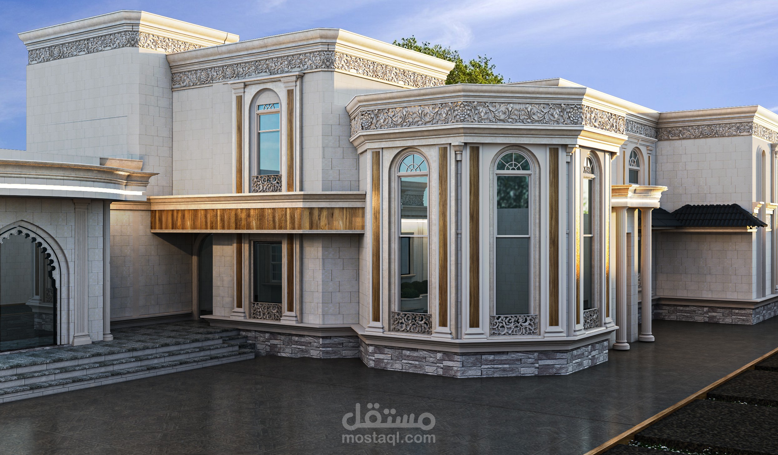 تصميم واجهة فيلا كلاسيكية