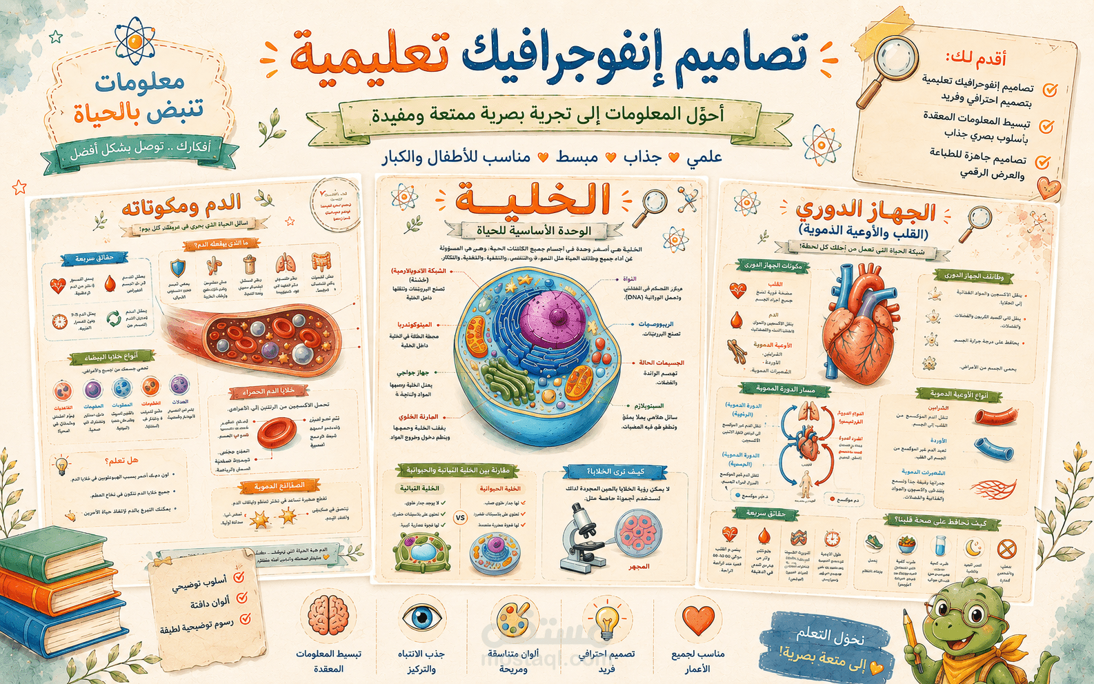 تصميم إنفوجرافيك تعليمي احترافي يشرح المعلومات بأسلوب جذاب