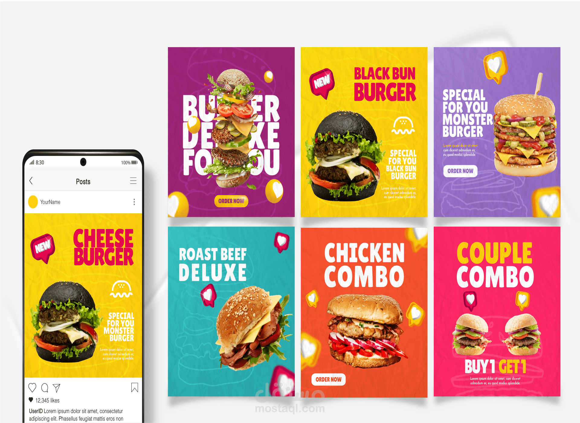 بوستات لمطاعم الوجبات السريع Fast Food Social Media Ads