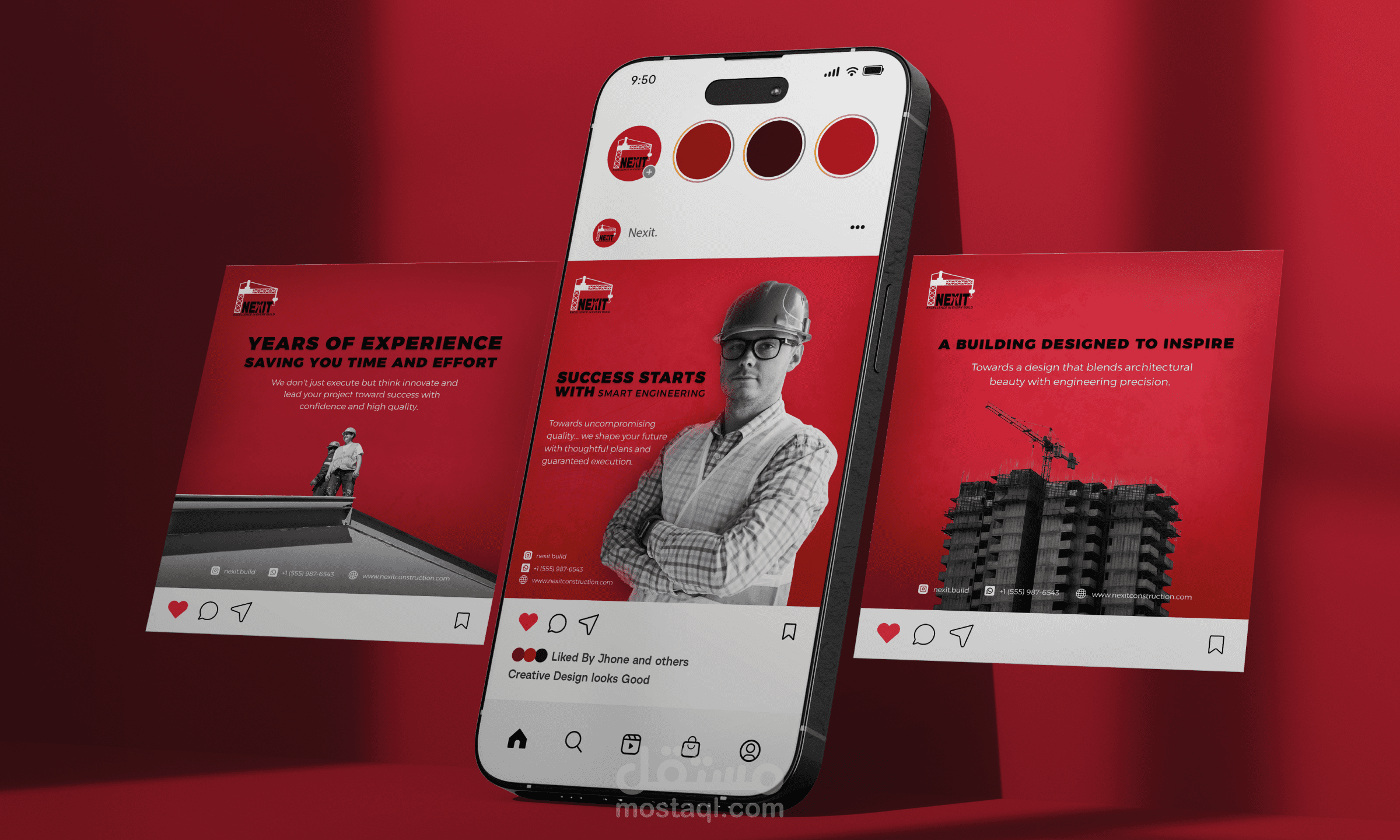 تصاميم سوشيال ميديا لشركة إنشاءات NEXIT