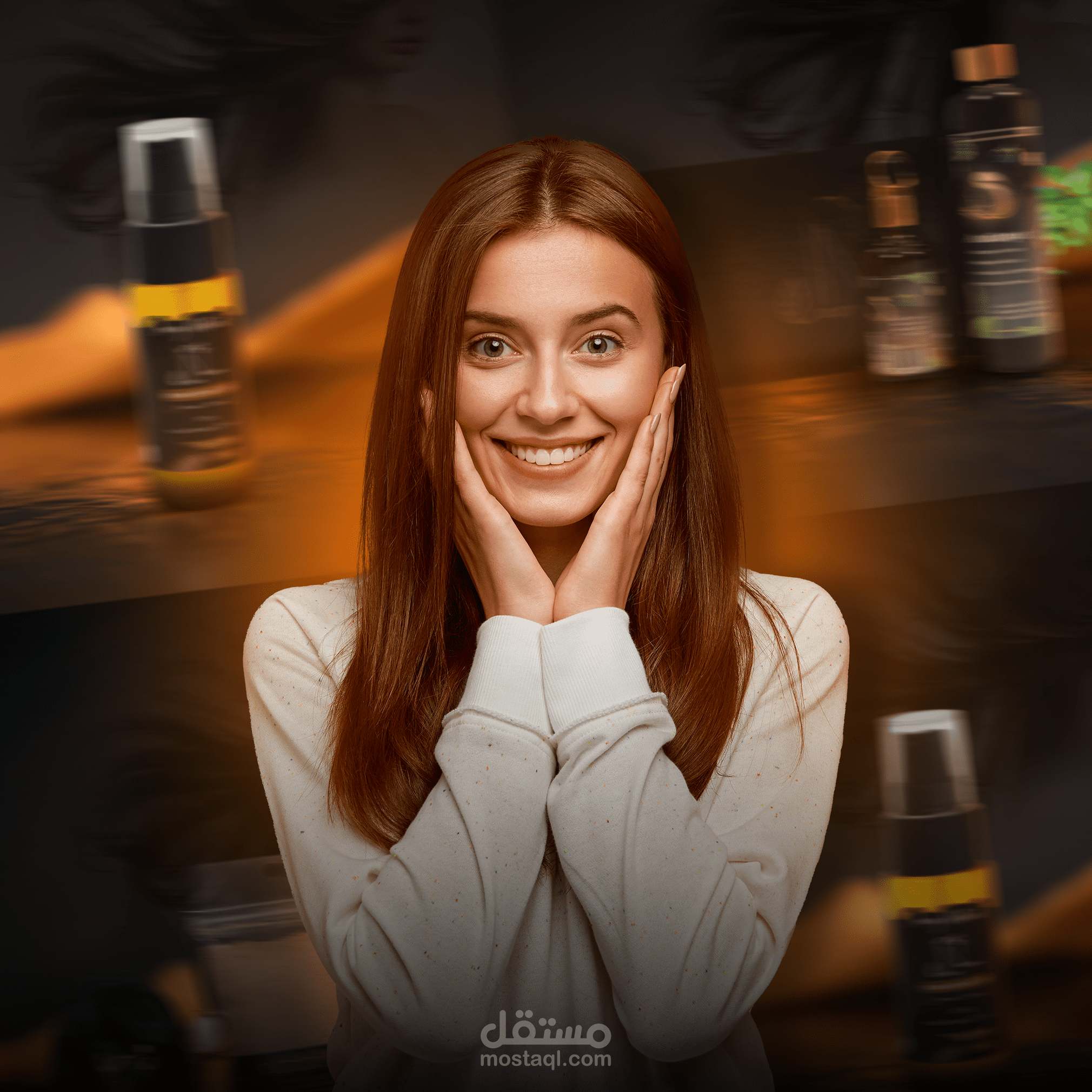 تصميم حملة بوسترات إعلانية لمنتجات العناية بالجمال (الشعر والبشرة)