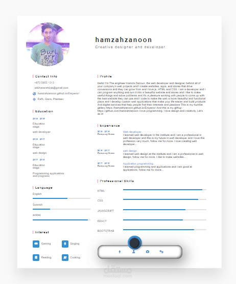 هذا معرض اعمالي المتواضع https://hamzahzanoon.github.io/Emperor/ و هذا githup الخاص بي https://github.com/hamzahzanoon