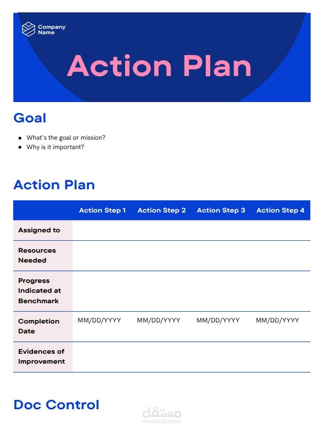 Design an action plan template