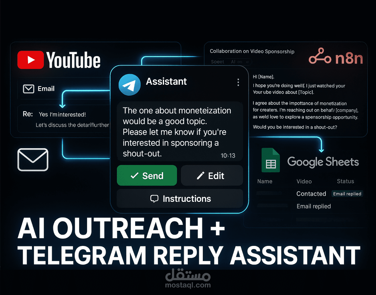 نظام إرسال بريد بارد بالذكاء الاصطناعي + مساعد ردود عبر تيليجرام (AI Cold Email powered by Telegram)