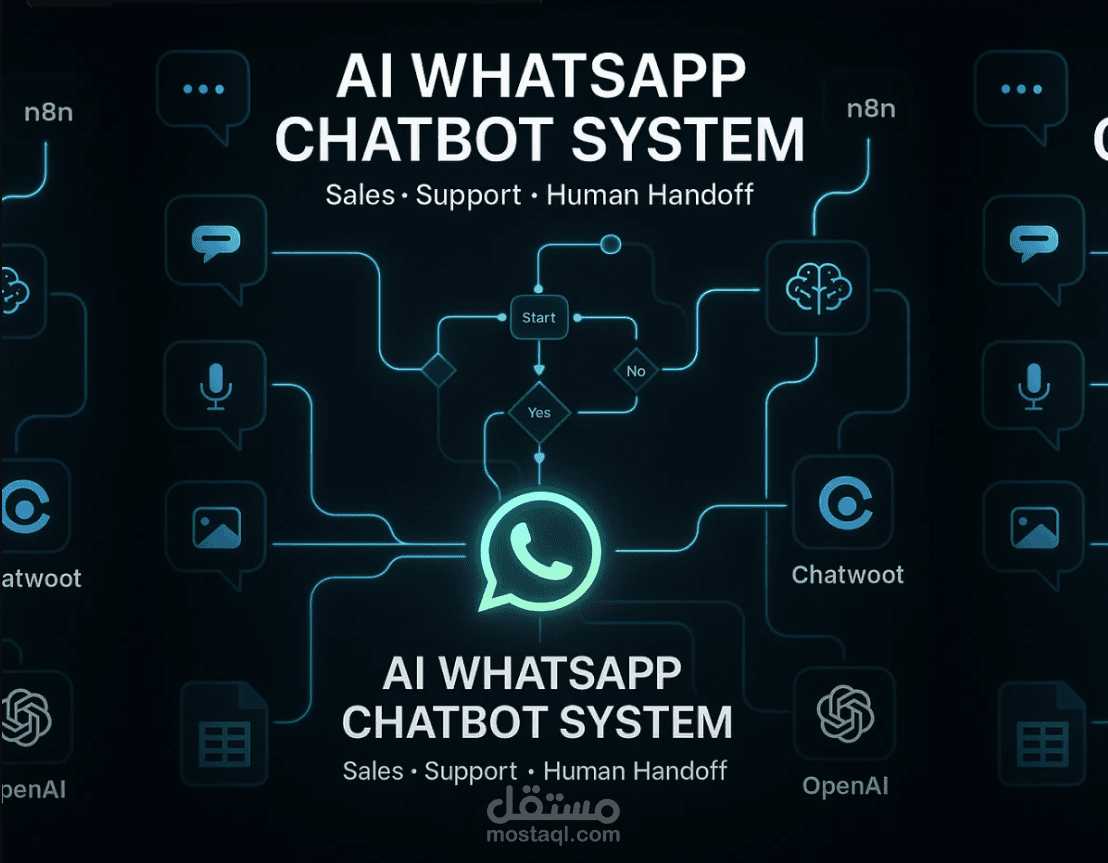 وكيل دردشة واتساب بالذكاء الاصطناعي للمبيعات والدعم (AI WhatsApp Chatbot Agent)
