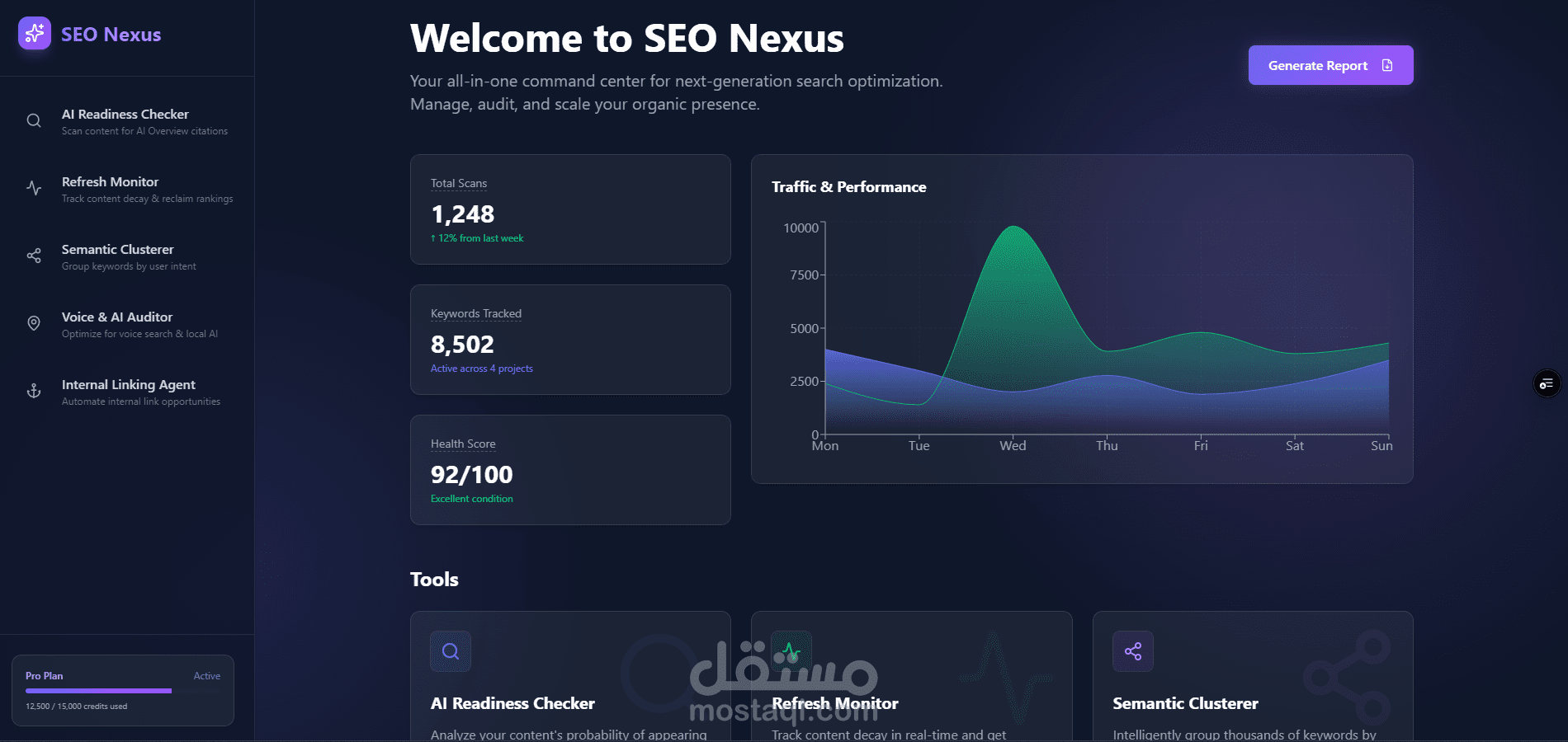SEO Nexus  تطبيق ويب حديث ومتميز يوحد خمس أدوات قوية لتحسين محركات البحث في لوحة تحكم واحدة أنيقة