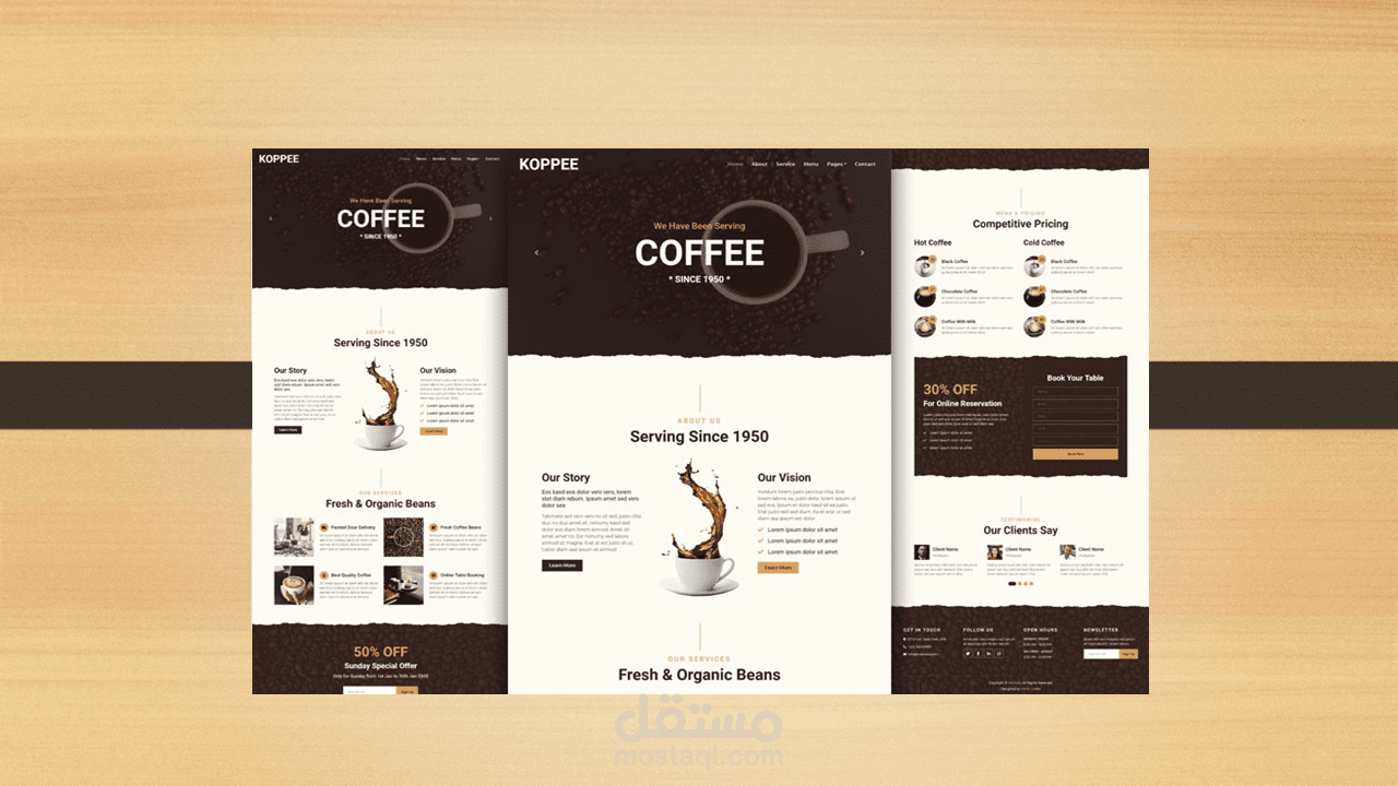 تصميم موقع الكتروني لكافي شوب