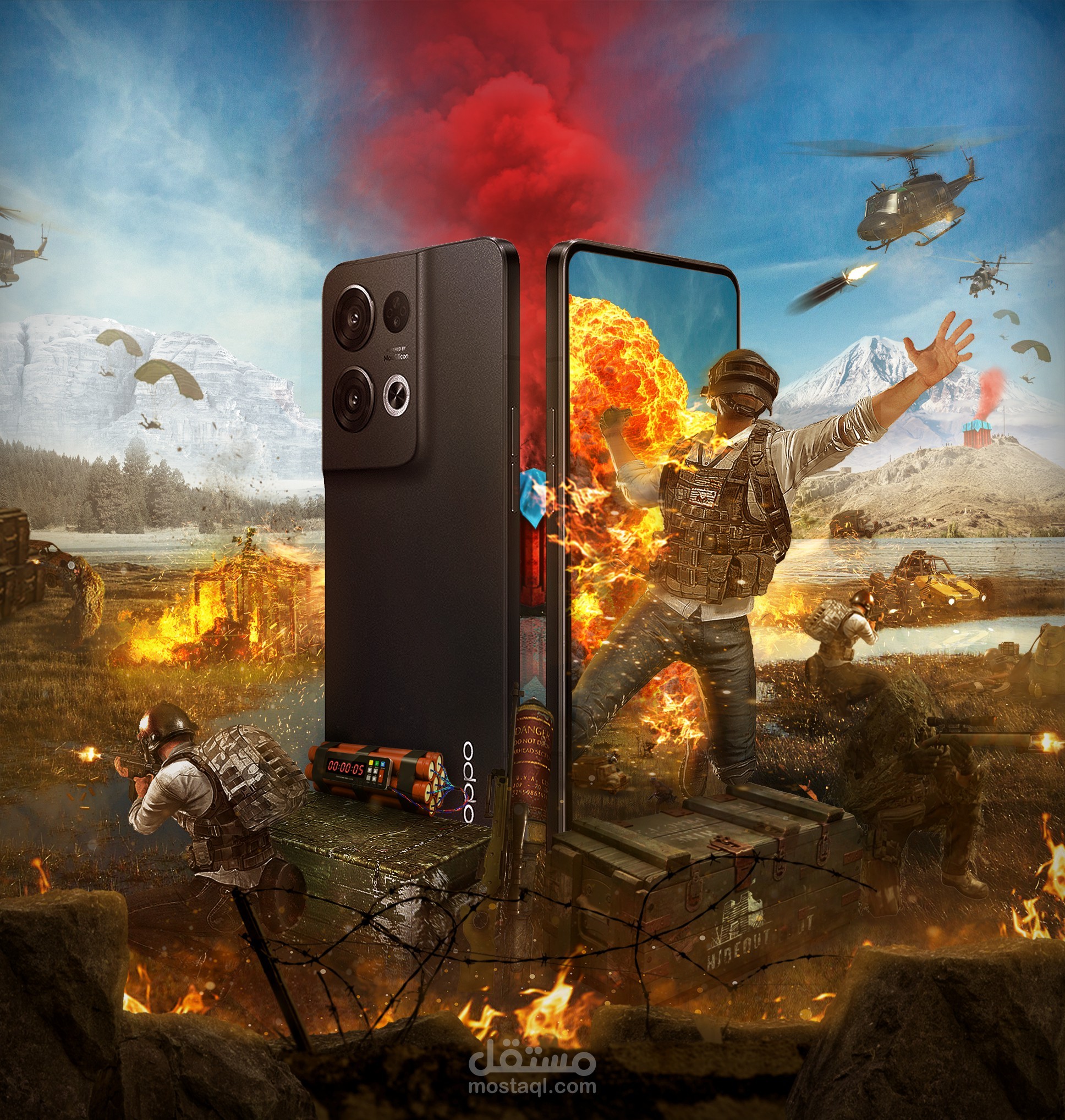 تصميم اعلان لهاتف اوبو للجيمنج