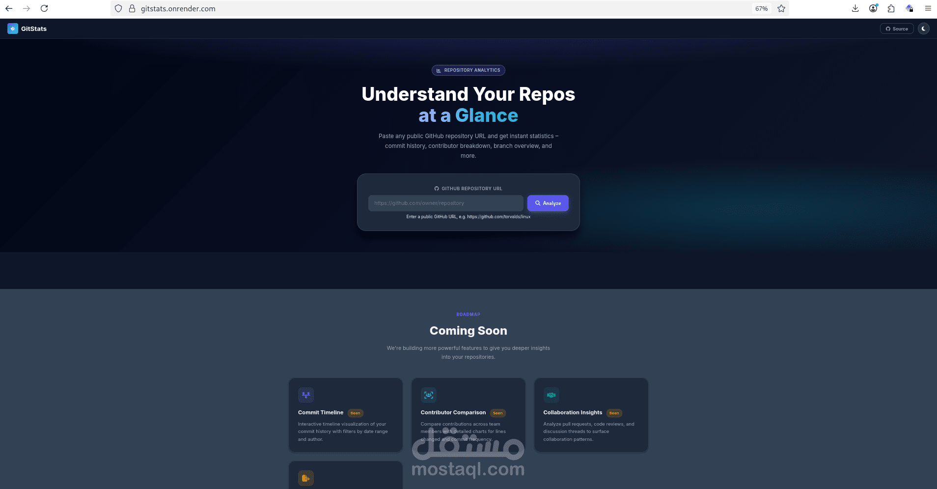 GitStats - منصة تحليل مستودعات GitHub احترافية